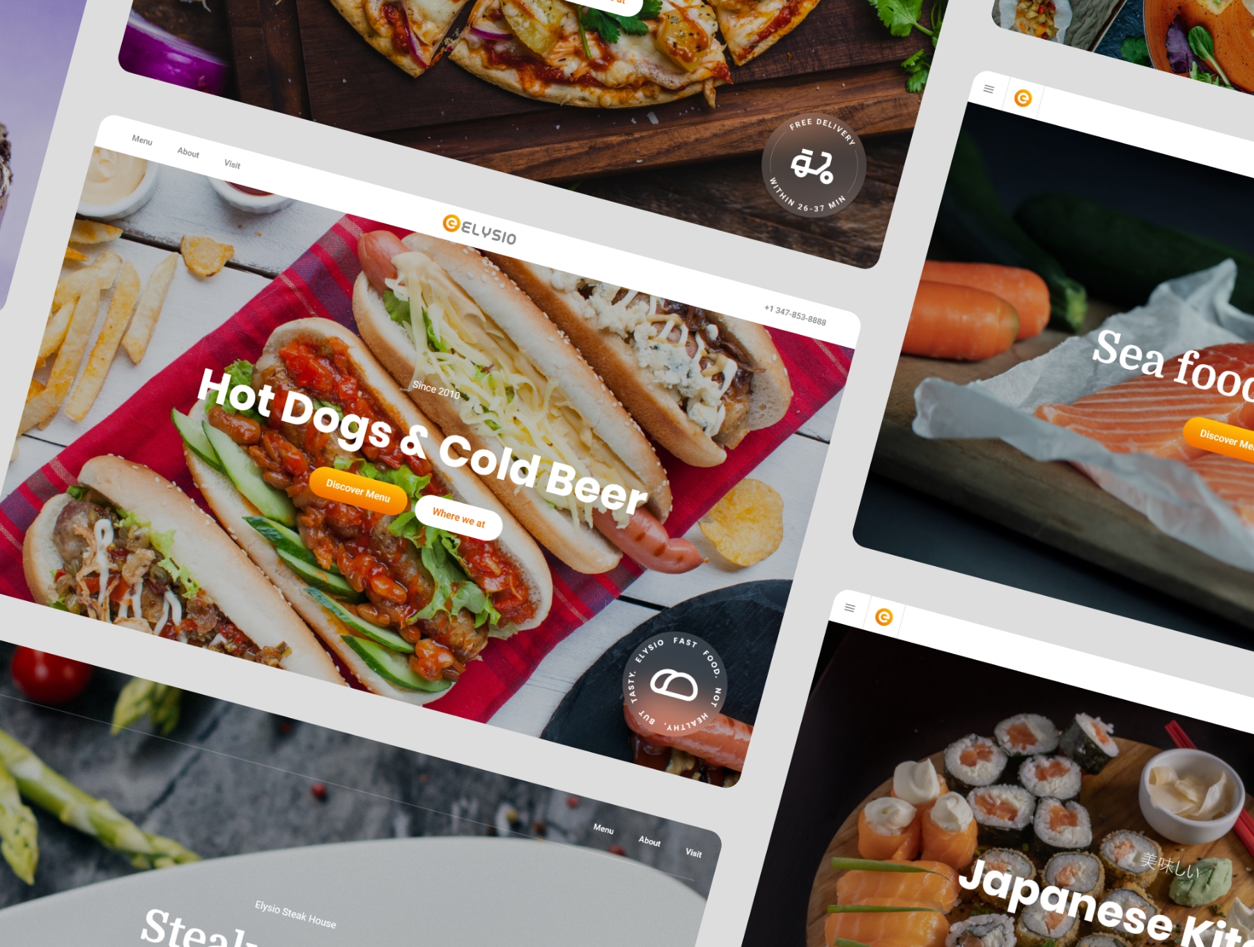 食品咖啡店餐饮网站WEB登陆页设计UI套件 Elysio - Food Web UI Kit_img_2