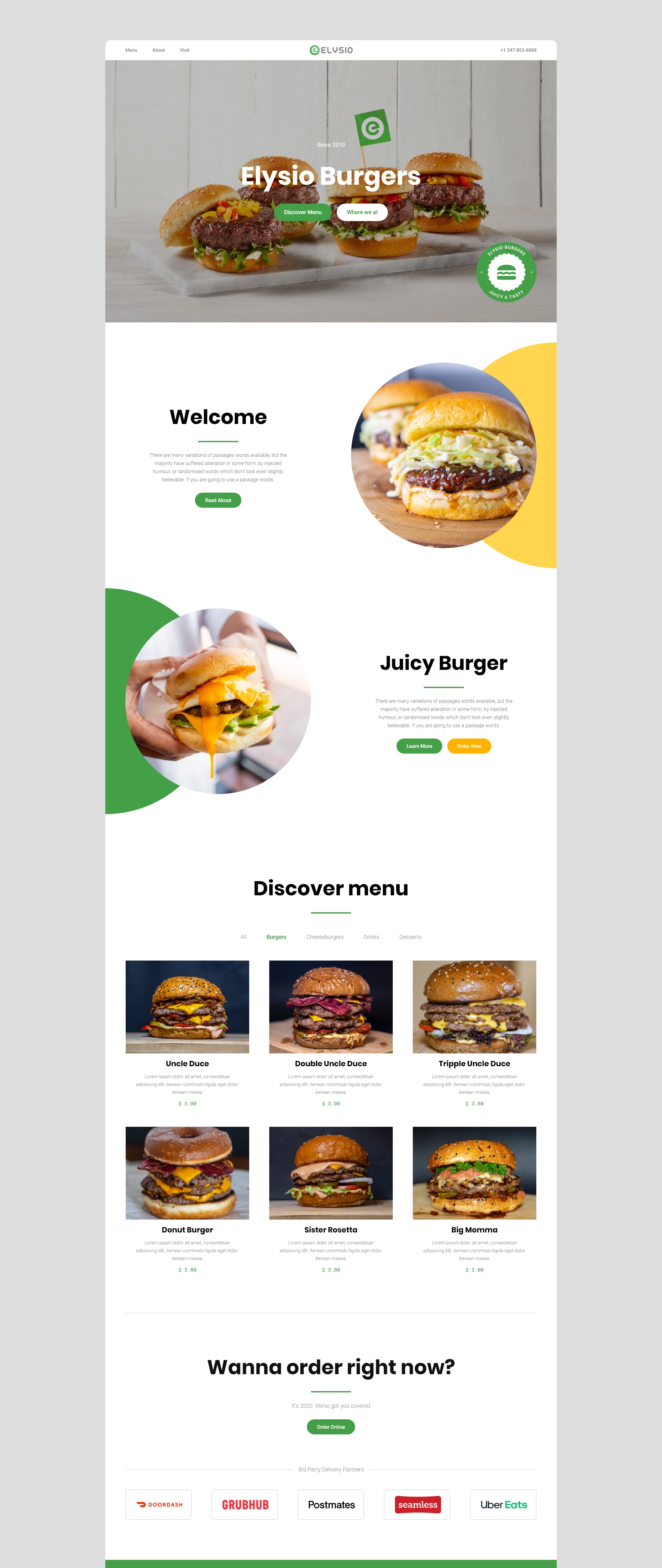 食品咖啡店餐饮网站WEB登陆页设计UI套件 Elysio - Food Web UI Kit_img_2