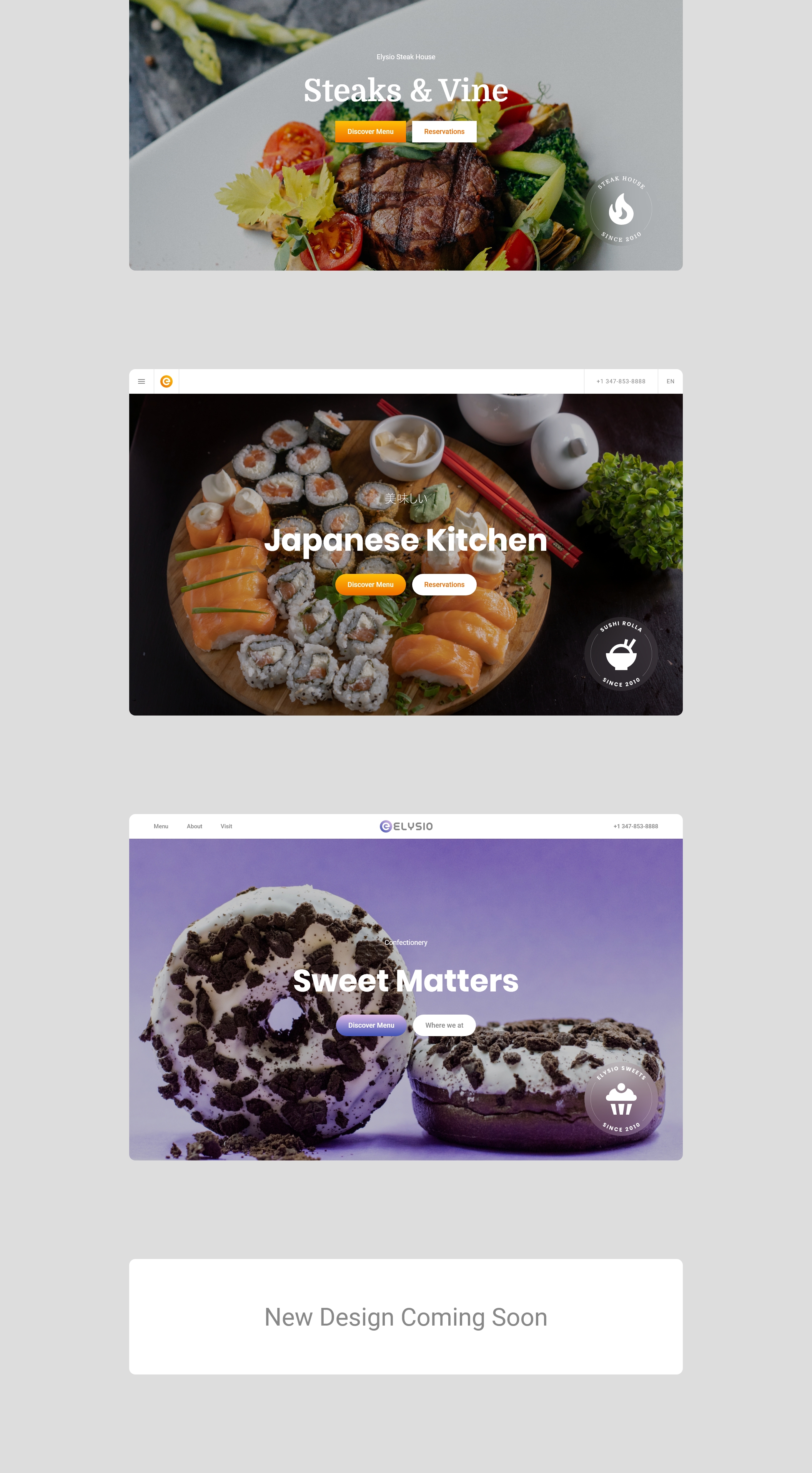 食品咖啡店餐饮网站WEB登陆页设计UI套件 Elysio - Food Web UI Kit_img_2