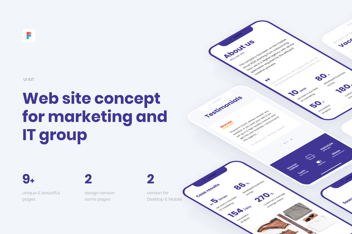 自适应市场营销IT服务网站WEB设计模板UI套件 Web UI Kit For Marketing Or IT Agency_img_2