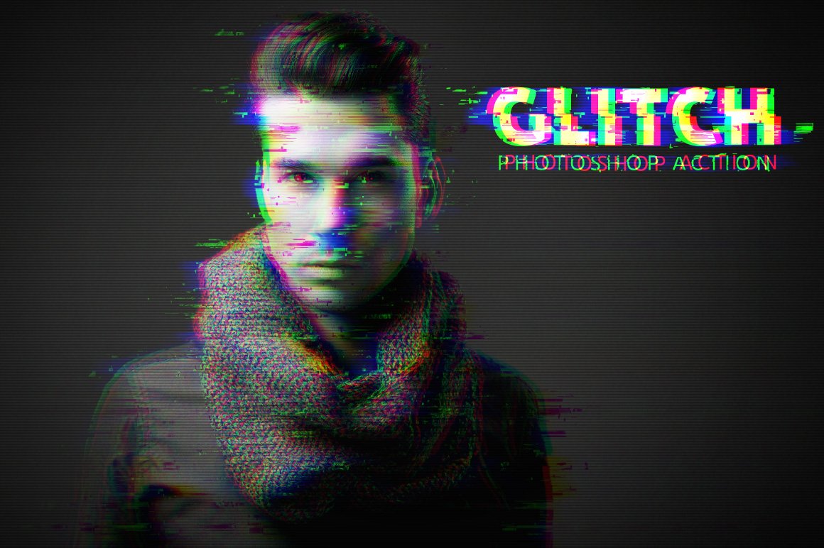 故障风毛刺效果图片后期处理PS动作 Glitch Photoshop Action_img_2