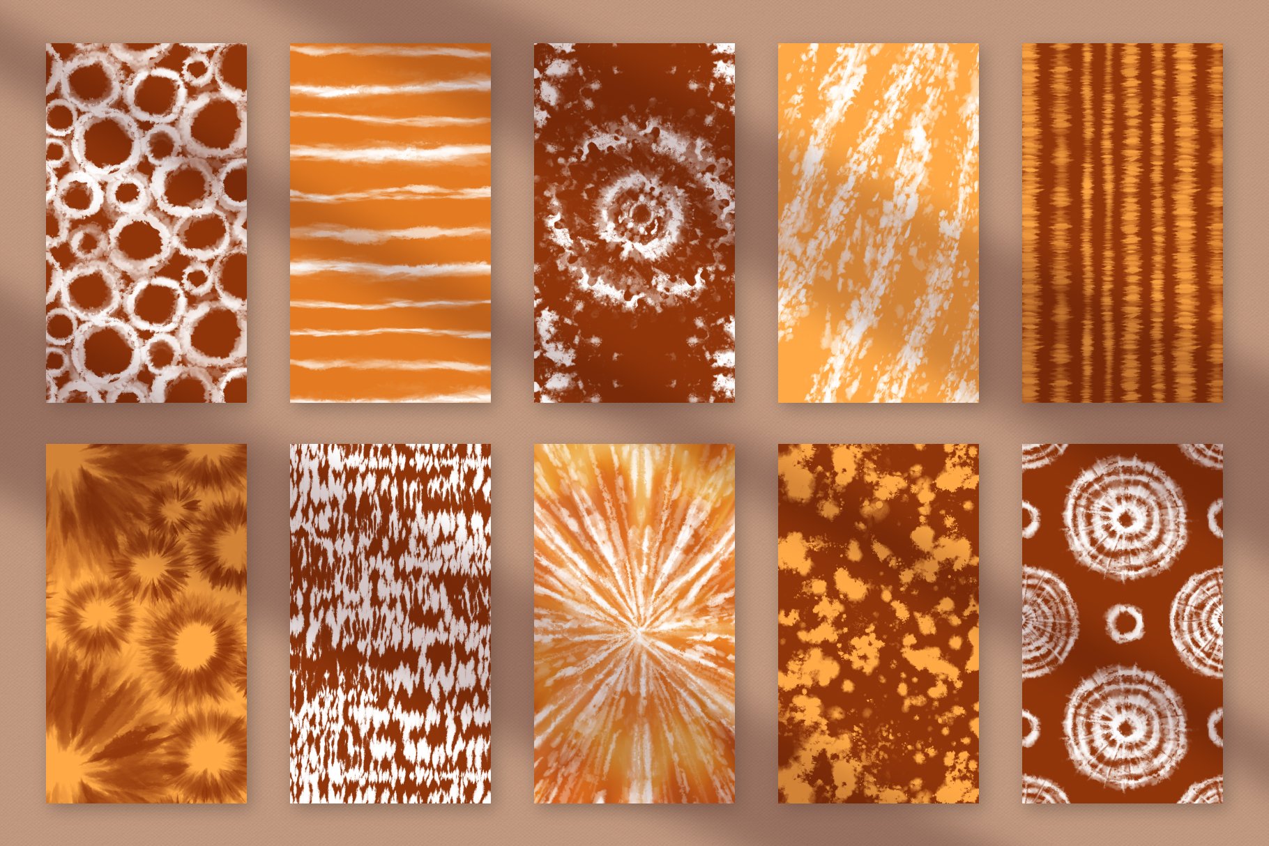 22款高清复古手工扎染印花无缝拼接图案背景纹理素材 Seamless Terracotta Tie-Dye Patterns_img_2