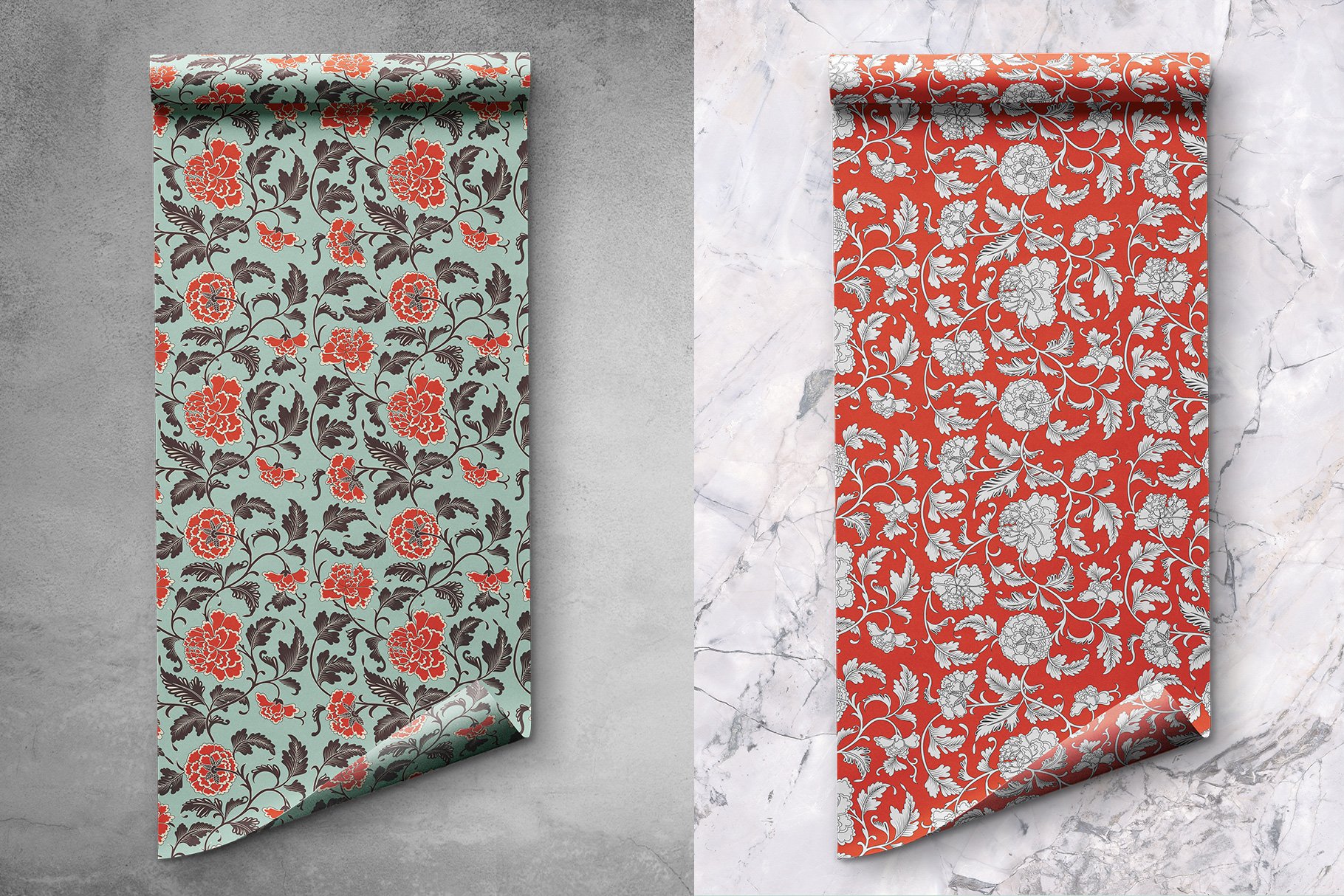 顶视图包装卷纸PSD样机模板 Top View Wrapping Paper Roll Mockup_img_2