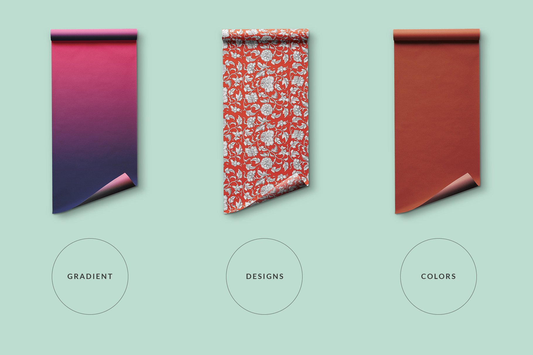 顶视图包装卷纸PSD样机模板 Top View Wrapping Paper Roll Mockup_img_2