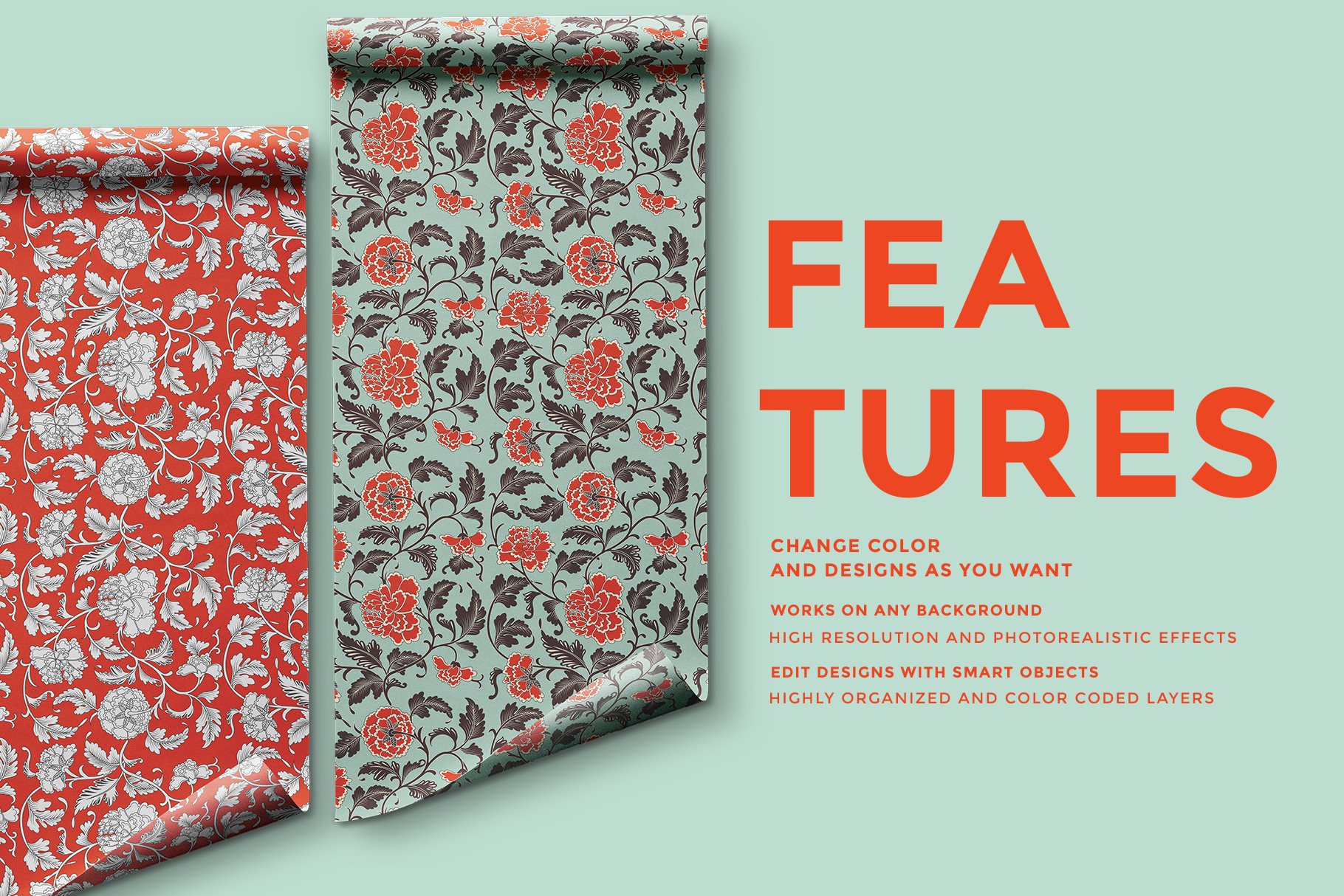 顶视图包装卷纸PSD样机模板 Top View Wrapping Paper Roll Mockup_img_2