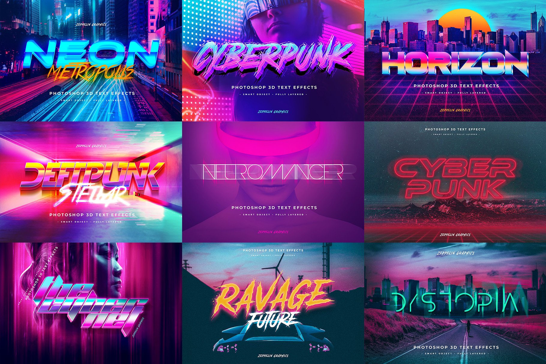 30款潮流3D立体文字PS图层样式 3D Text Effects Bundle Vol.4_img_2