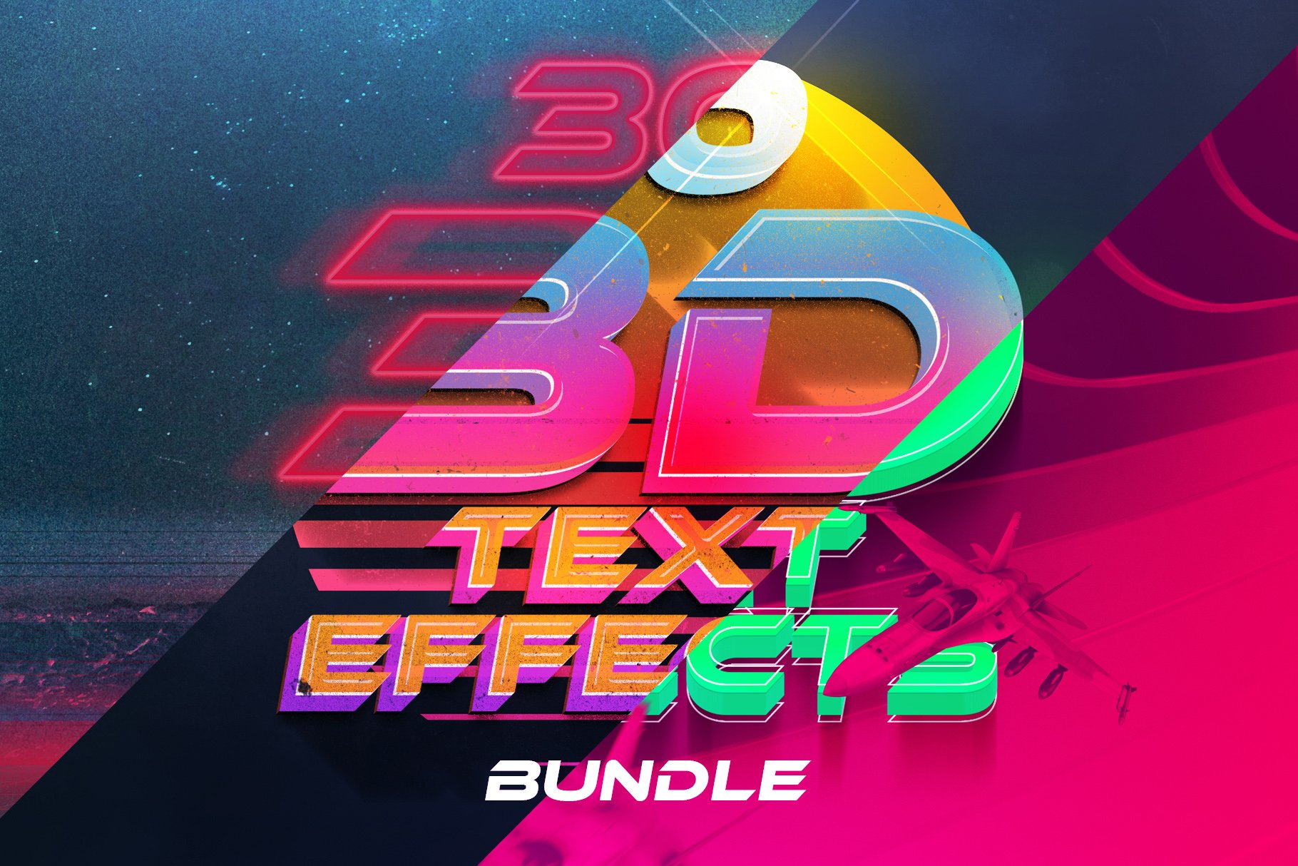 30款潮流3D立体文字PS图层样式 3D Text Effects Bundle Vol.4_img_2