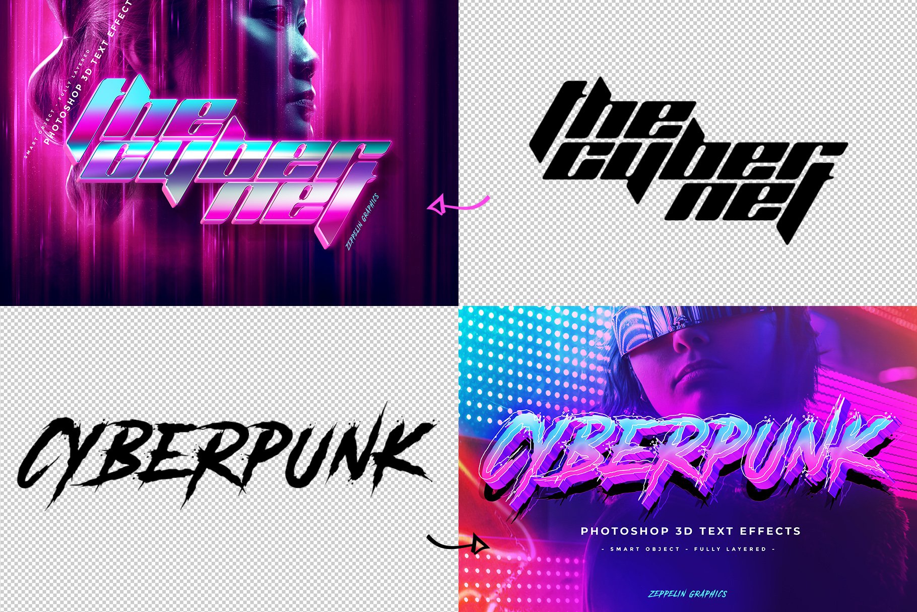 30款潮流3D立体文字PS图层样式 3D Text Effects Bundle Vol.4_img_2