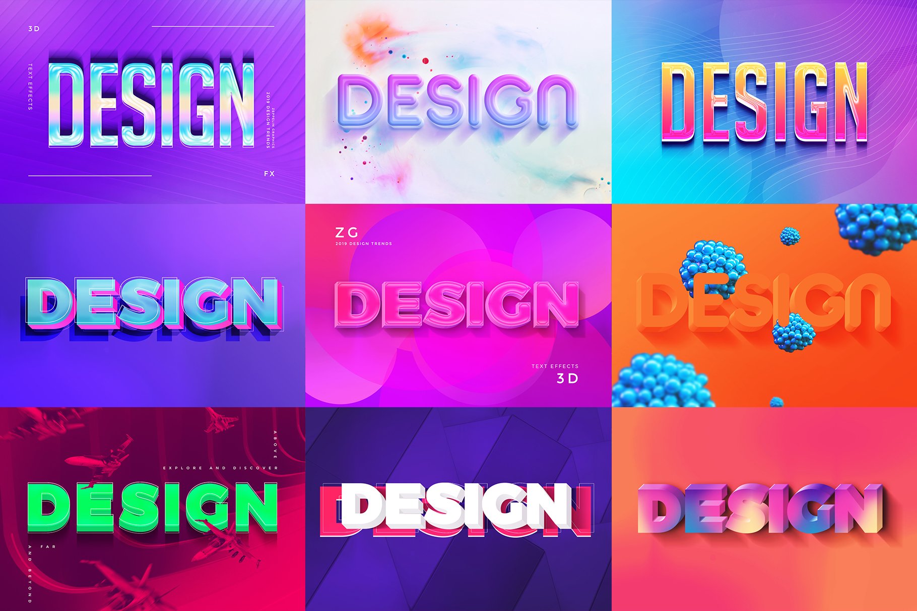 30款潮流3D立体文字PS图层样式 3D Text Effects Bundle Vol.4_img_2