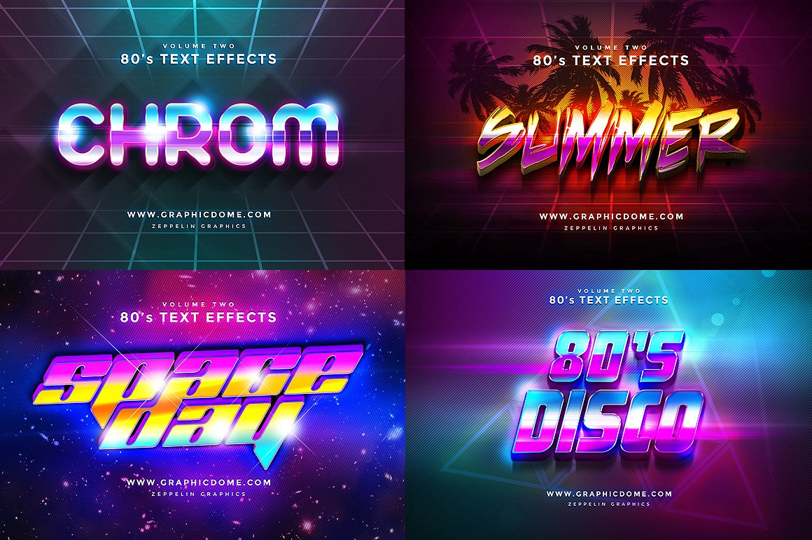 80年代复古3D立体文字PS样式 80s Text Effects Vol.1_img_2