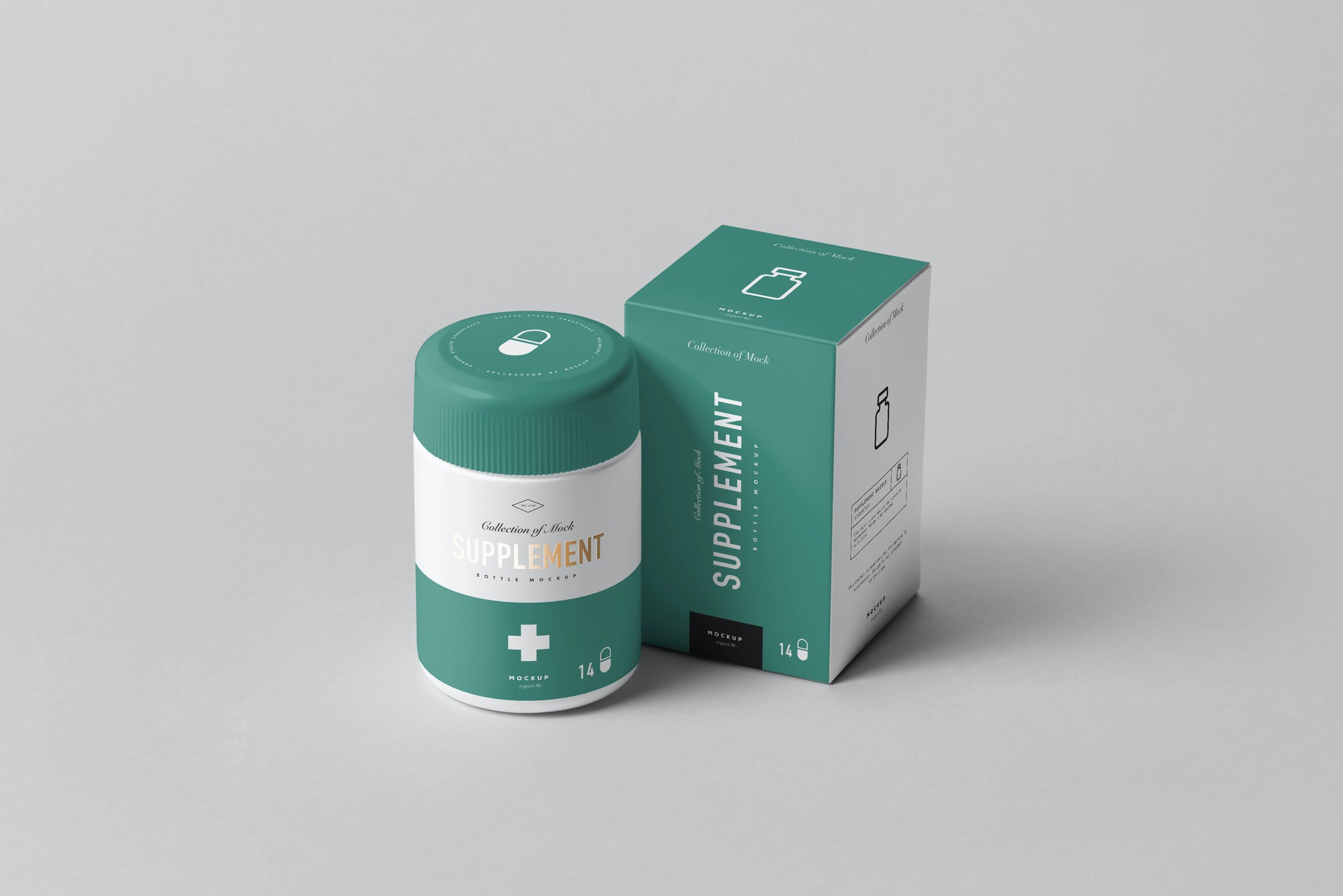 9款药瓶补充罐包装盒PSD样机 Supplement Jar & Box Mockup 3_img_2