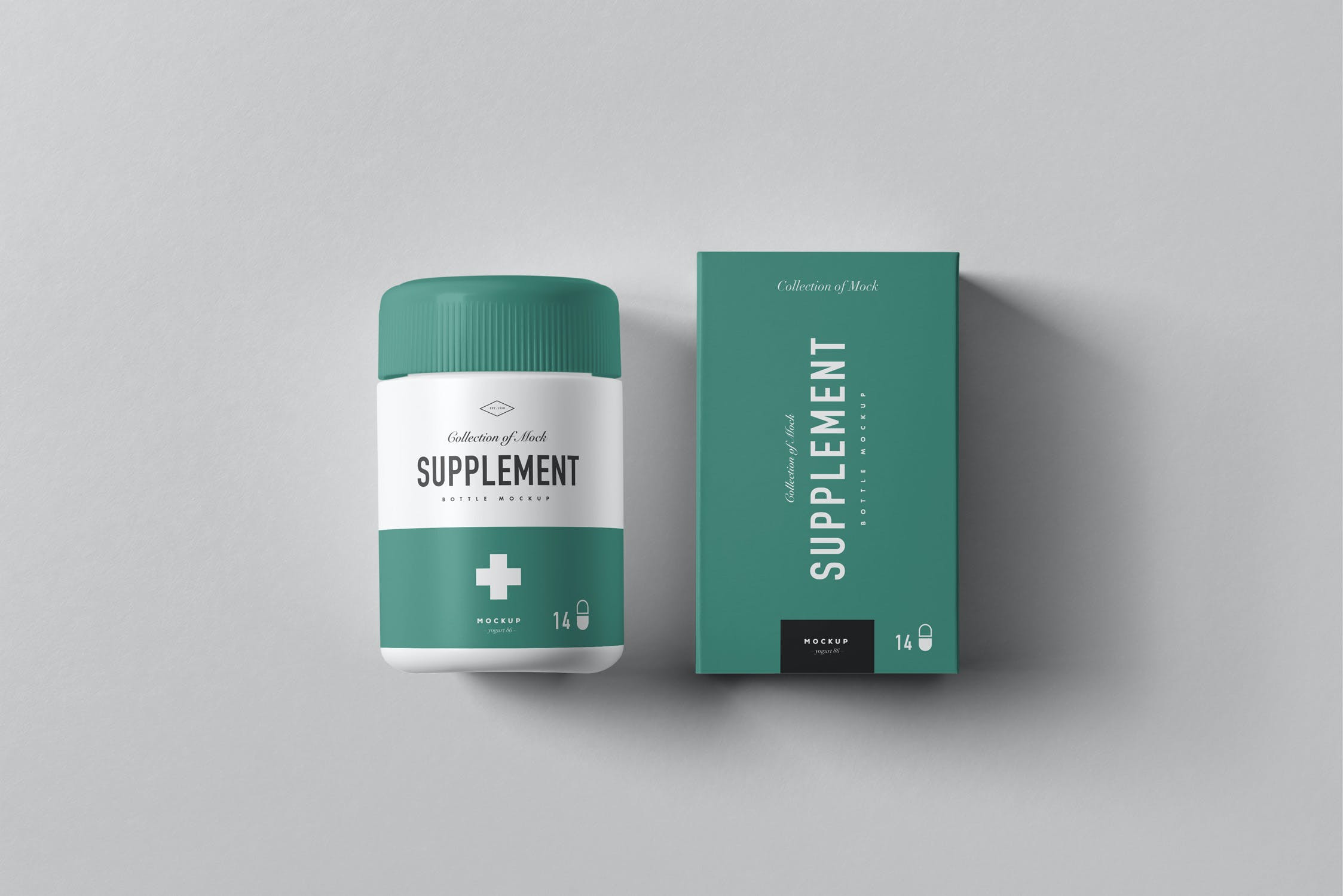 9款药瓶补充罐包装盒PSD样机 Supplement Jar & Box Mockup 3_img_2