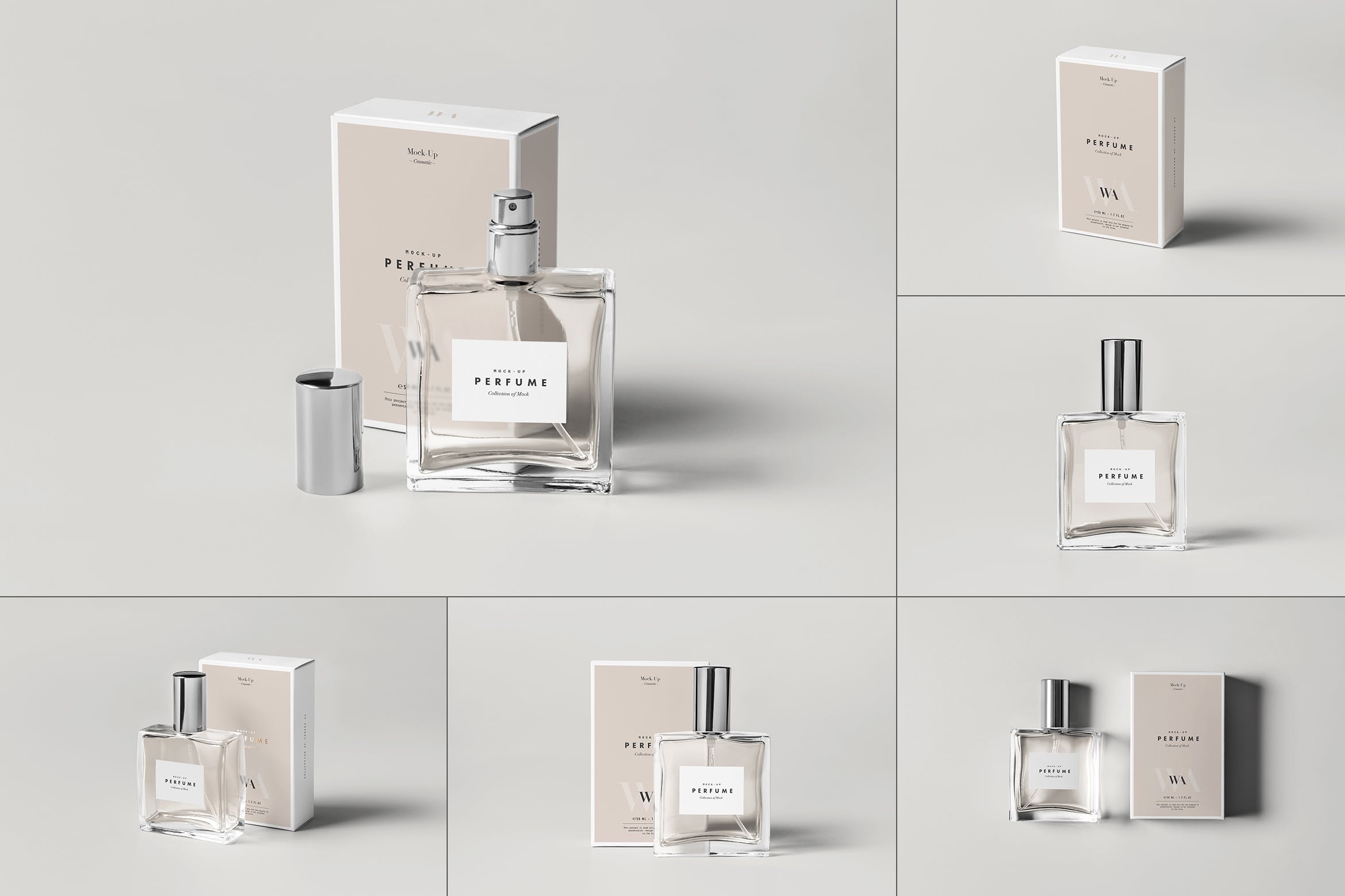 6款透明香水瓶包装盒样机模板 Perfume Mockup_img_2