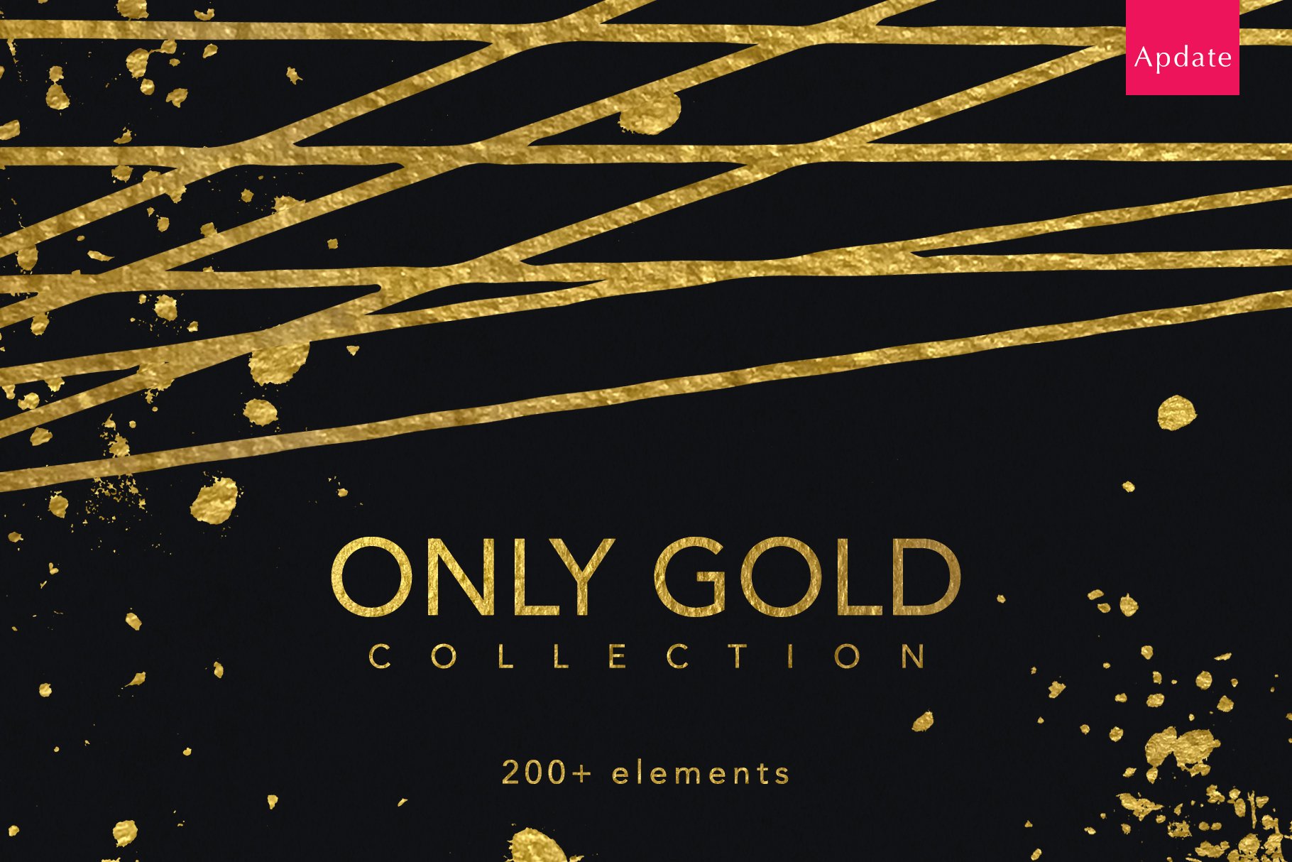黄金元素抽象花卉形状字母图形纹理素材 Only Gold Collection_img_2