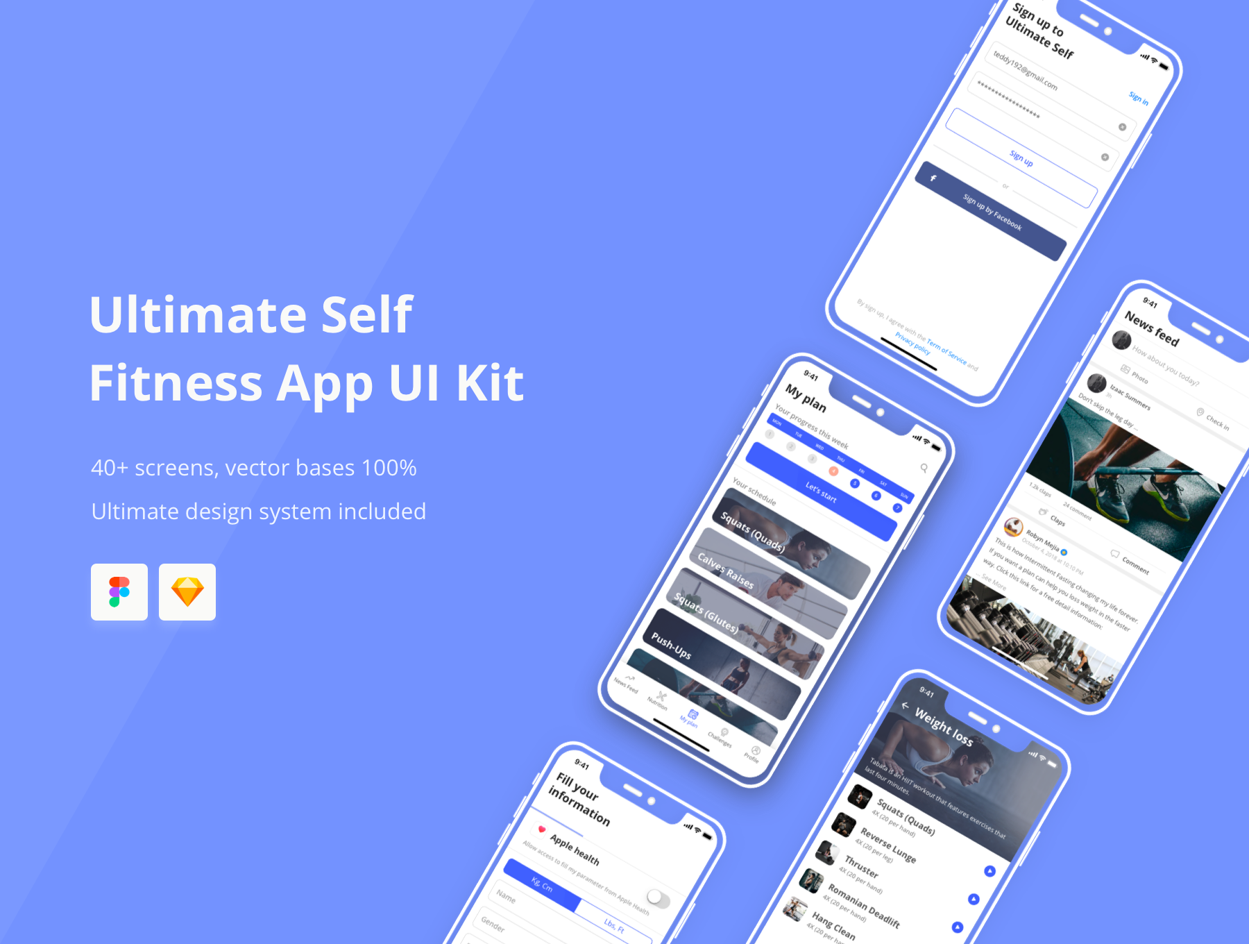 健身体育锻炼应用程序APP界面设计UI套件 Ultimate Self Fitness App UI Kit_img_2