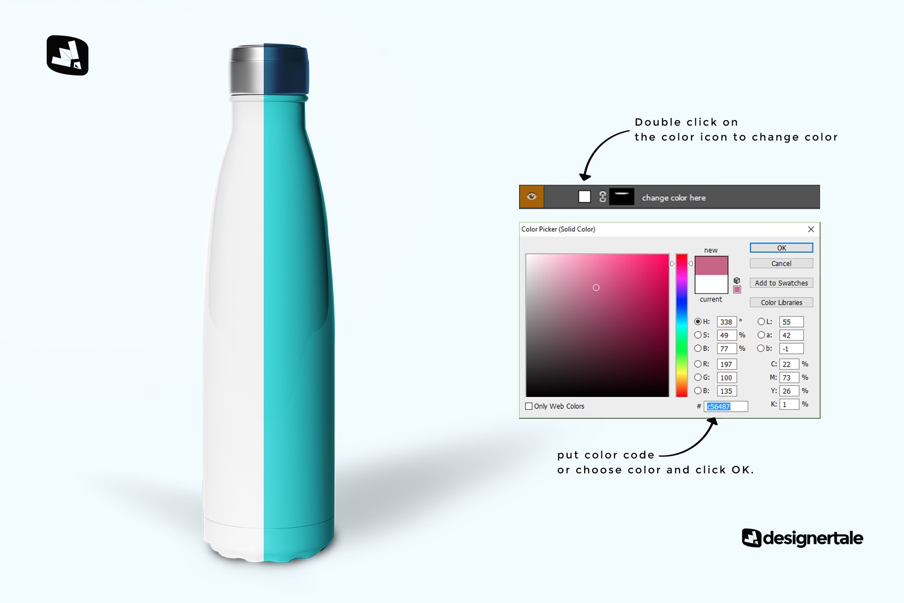 保温热水瓶样机模板 Steel Thermos Bottle Mockup_img_2