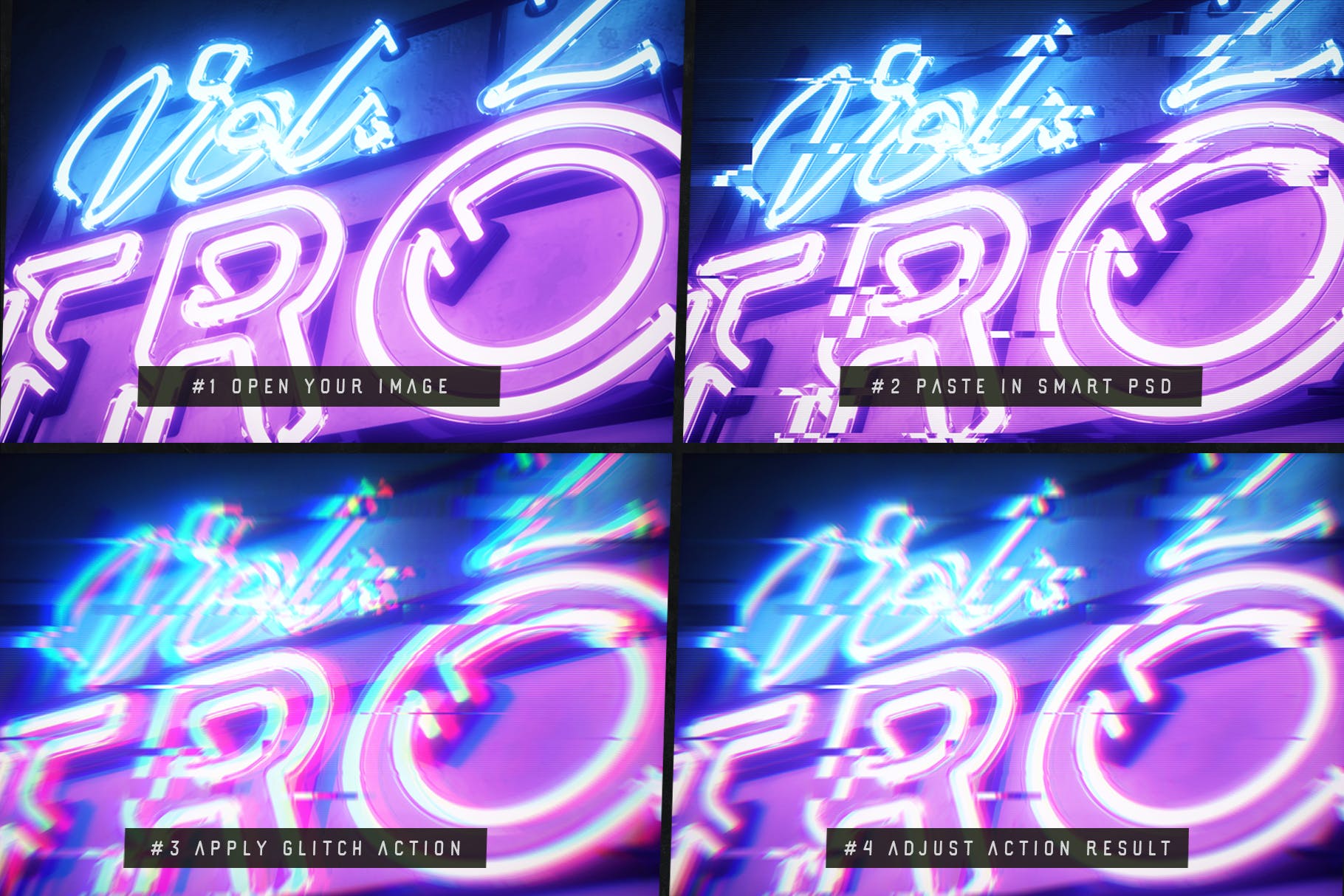 故障风霓虹灯效果文字样式素材 Entropy Volume II Photoshop Glitch Effects_img_2