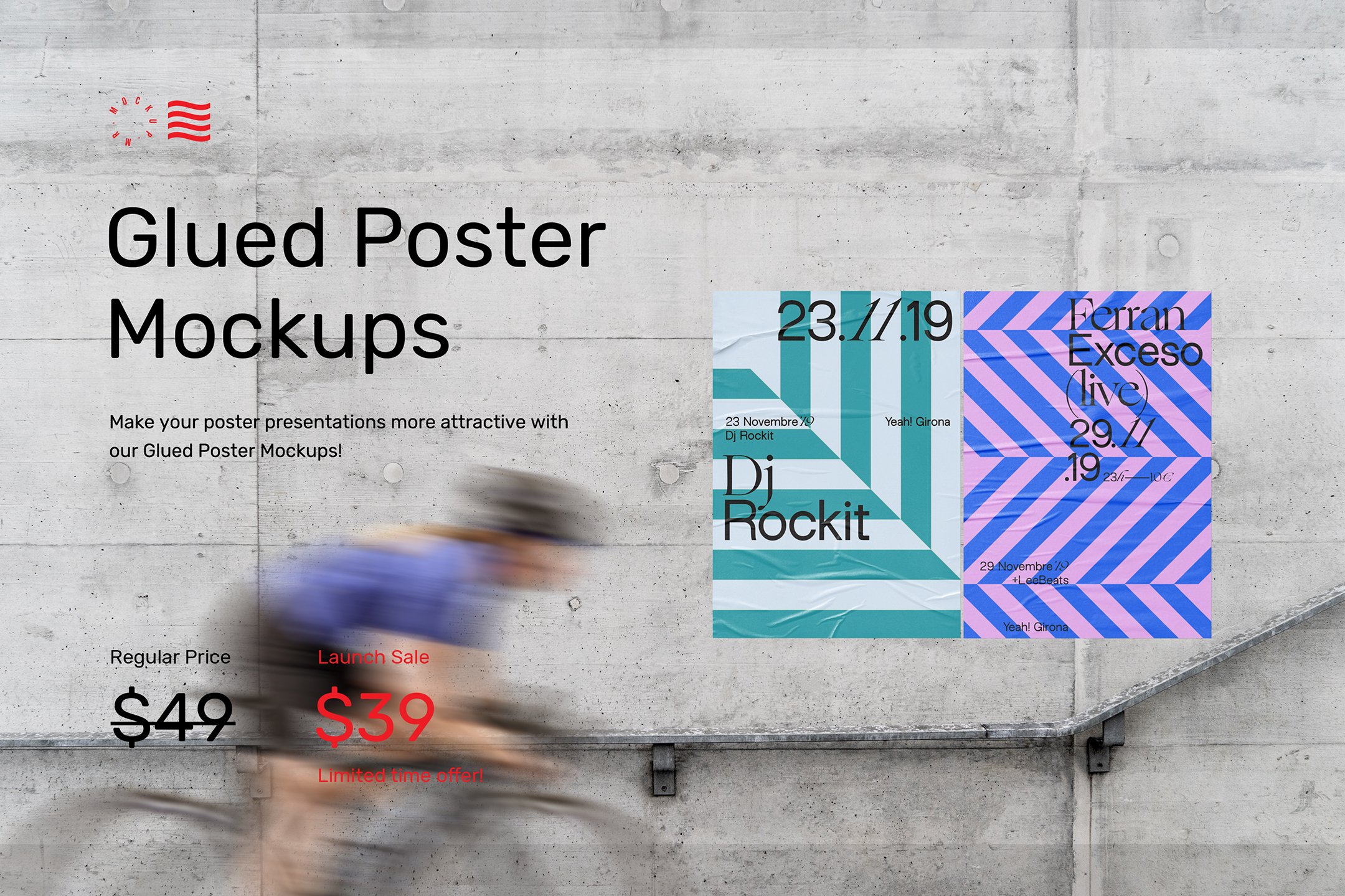 褶皱城市街头墙贴海报传单样机模板 Glued Poster Mockups_img_2