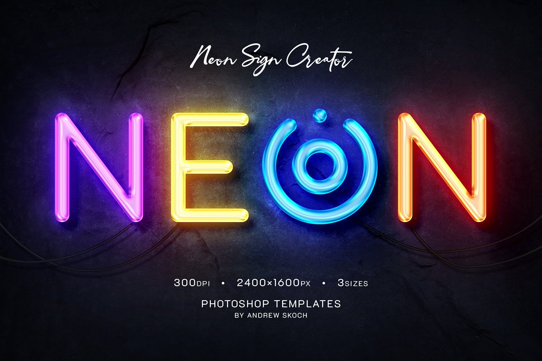 9款炫彩霓虹灯管发光立体字体样式模板 Neon Logo / Text Mockups_img_2