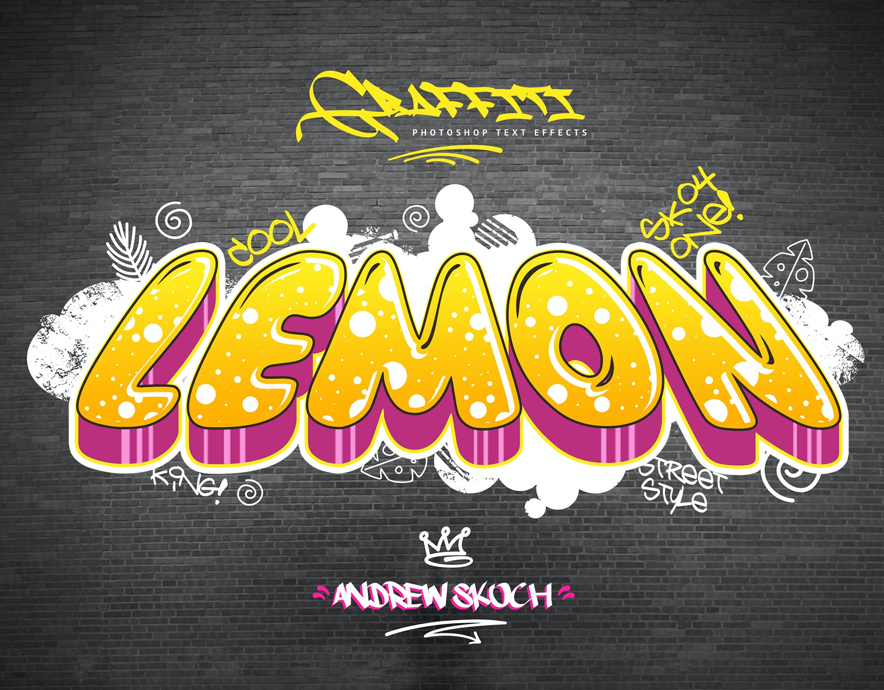 30款潮流街头炫酷涂鸦艺术立体文字样式模板 Graffiti Text Effects - 30 PSD_img_2