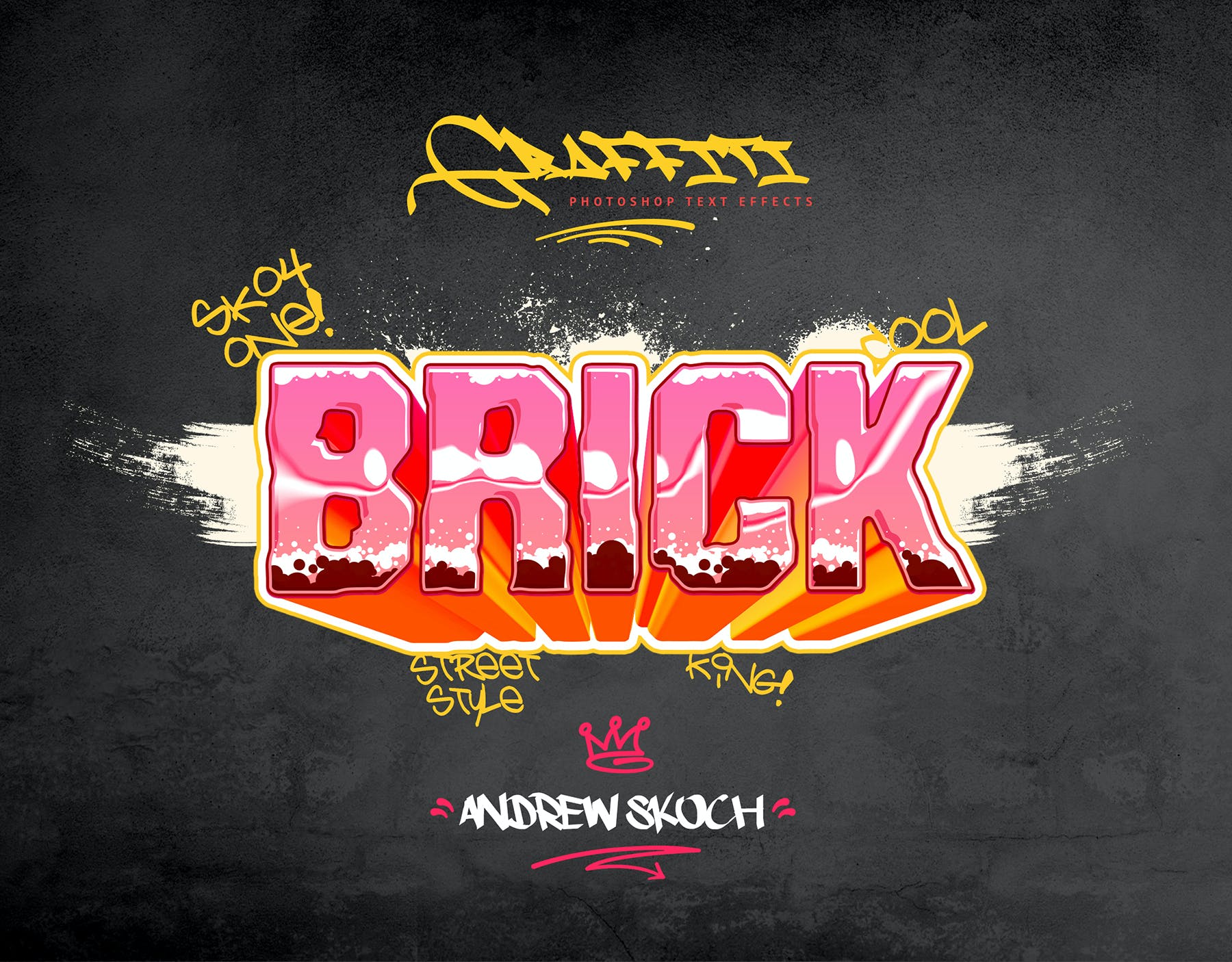 30款潮流街头炫酷涂鸦艺术立体文字样式模板 Graffiti Text Effects - 30 PSD_img_2