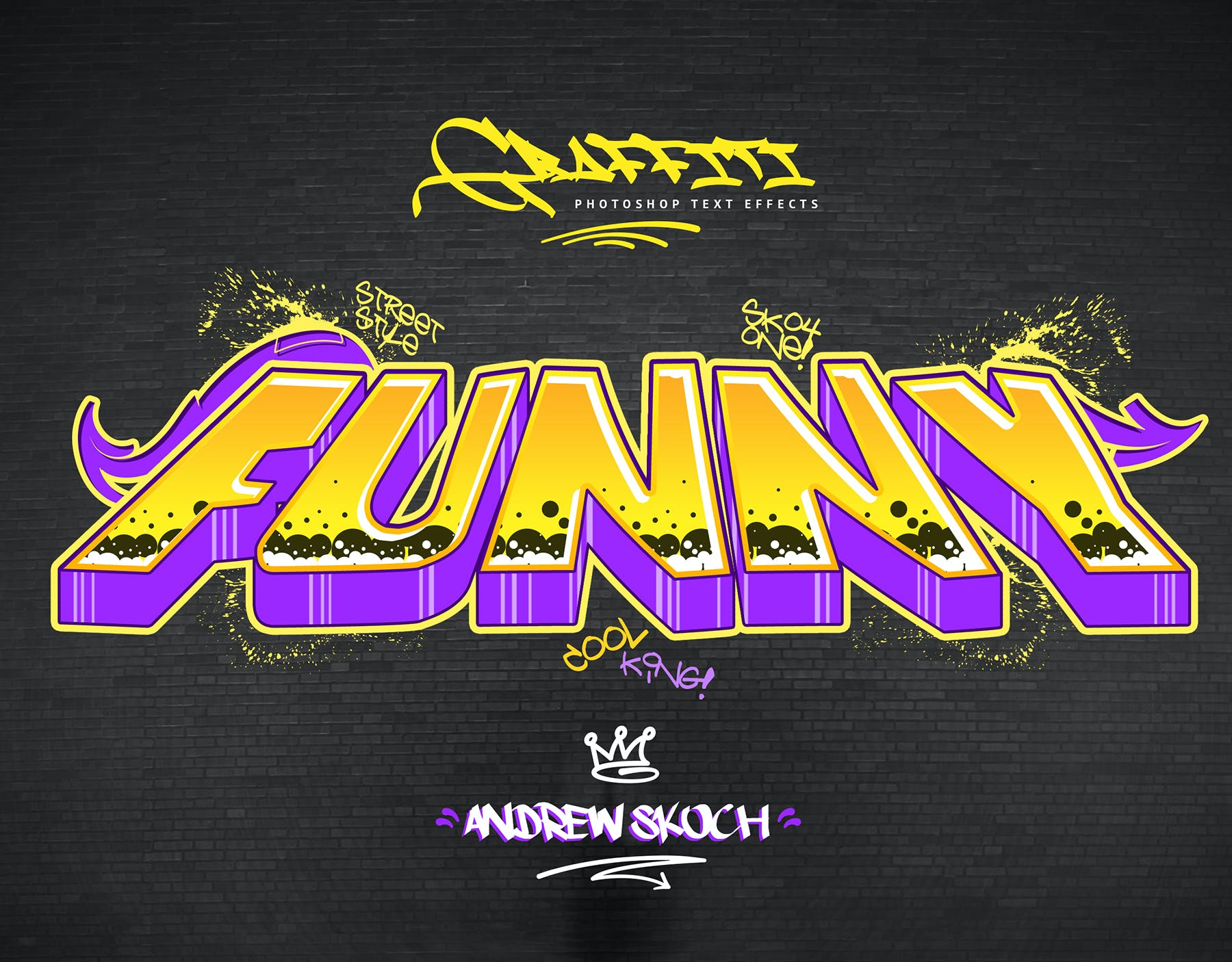 30款潮流街头炫酷涂鸦艺术立体文字样式模板 Graffiti Text Effects - 30 PSD_img_2