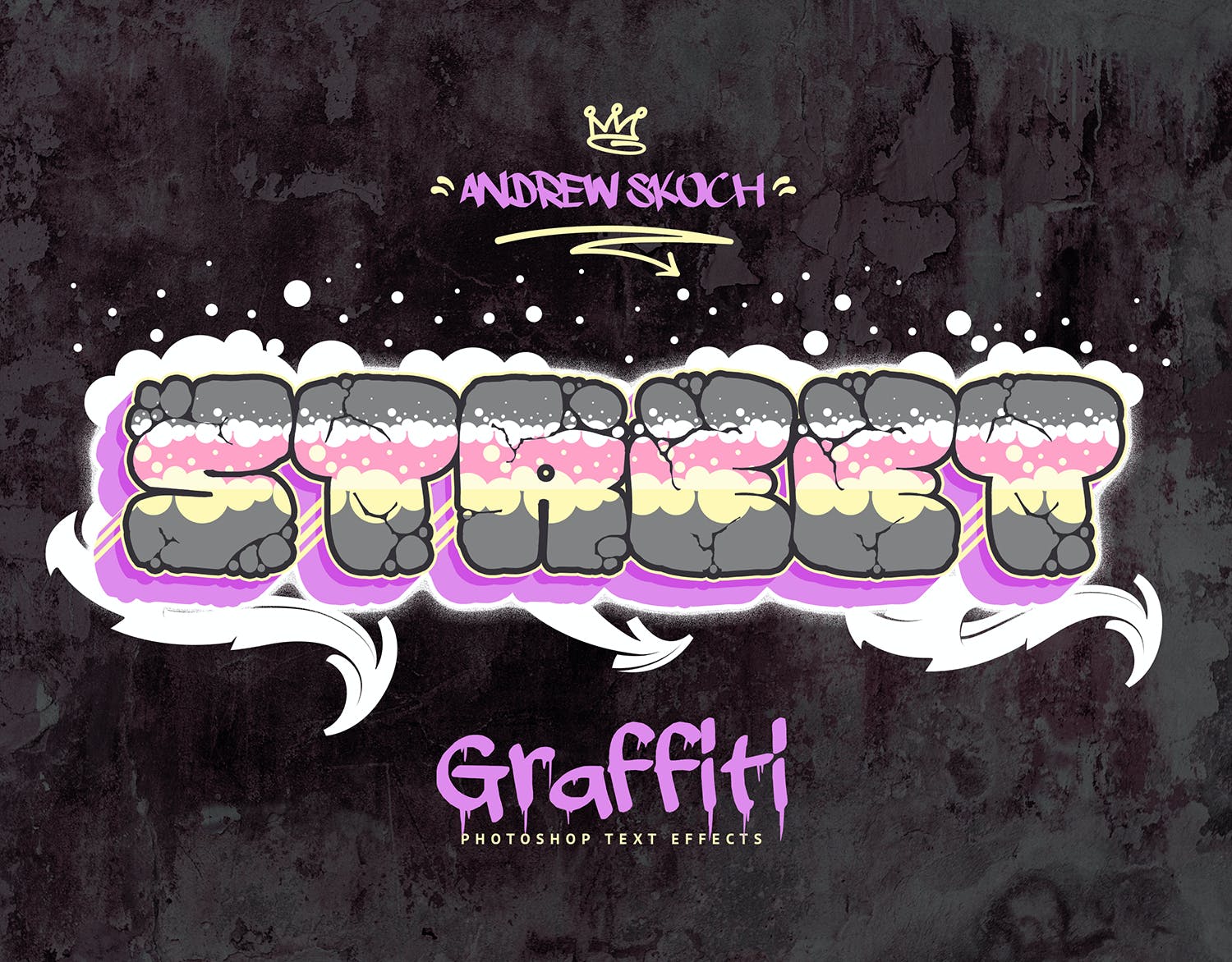 30款潮流街头炫酷涂鸦艺术立体文字样式模板 Graffiti Text Effects - 30 PSD_img_2