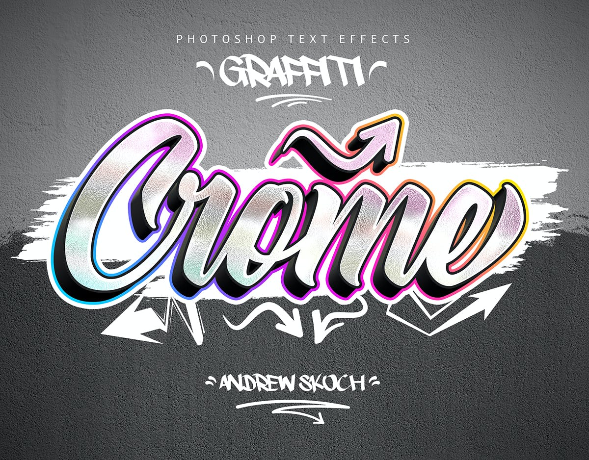 30款潮流街头炫酷涂鸦艺术立体文字样式模板 Graffiti Text Effects - 30 PSD_img_2