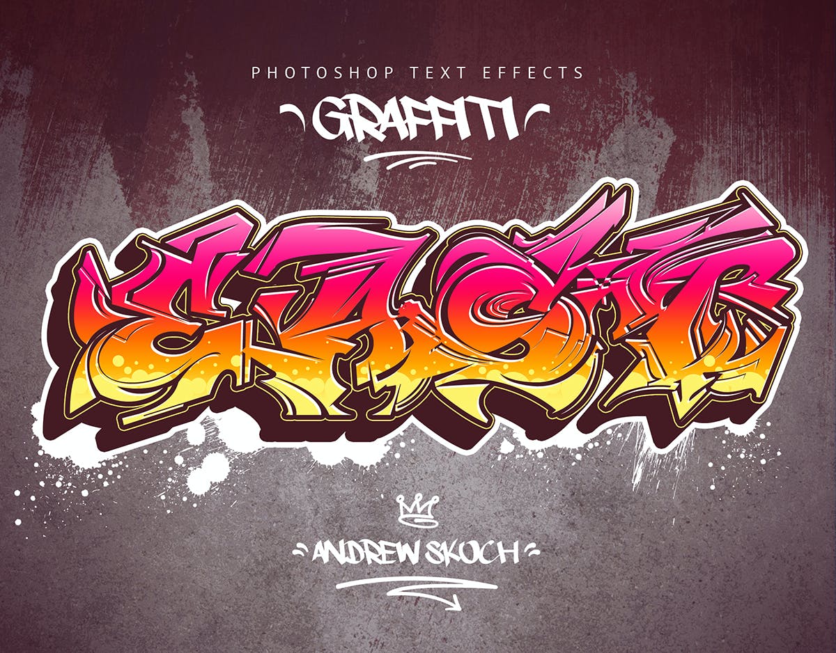 30款潮流街头炫酷涂鸦艺术立体文字样式模板 Graffiti Text Effects - 30 PSD_img_2