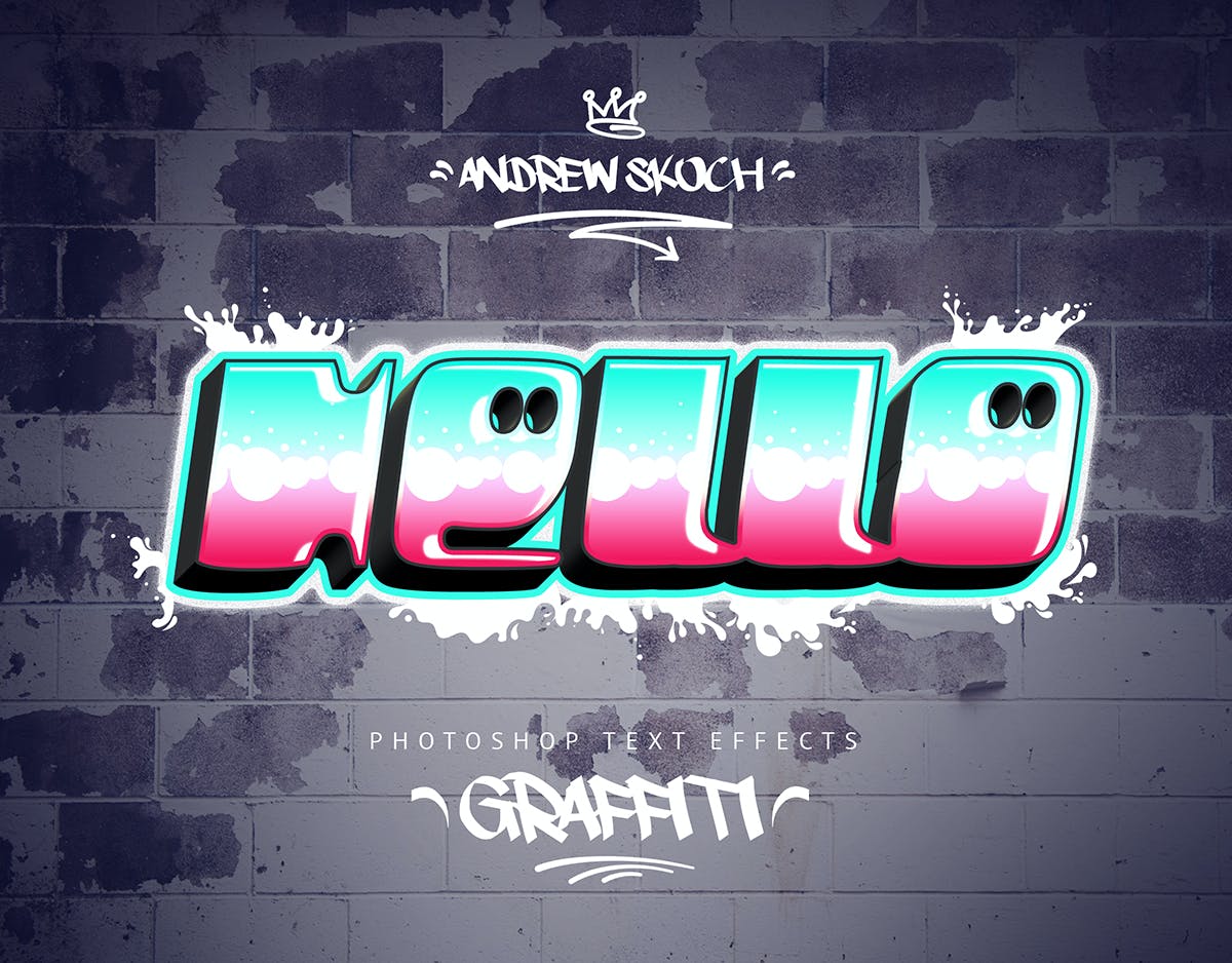 30款潮流街头炫酷涂鸦艺术立体文字样式模板 Graffiti Text Effects - 30 PSD_img_2