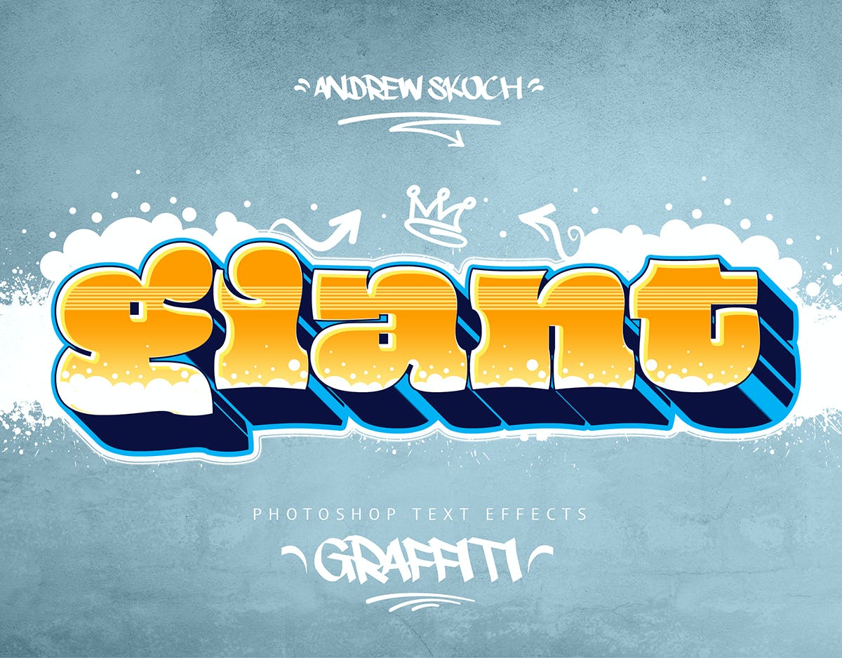 30款潮流街头炫酷涂鸦艺术立体文字样式模板 Graffiti Text Effects - 30 PSD_img_2
