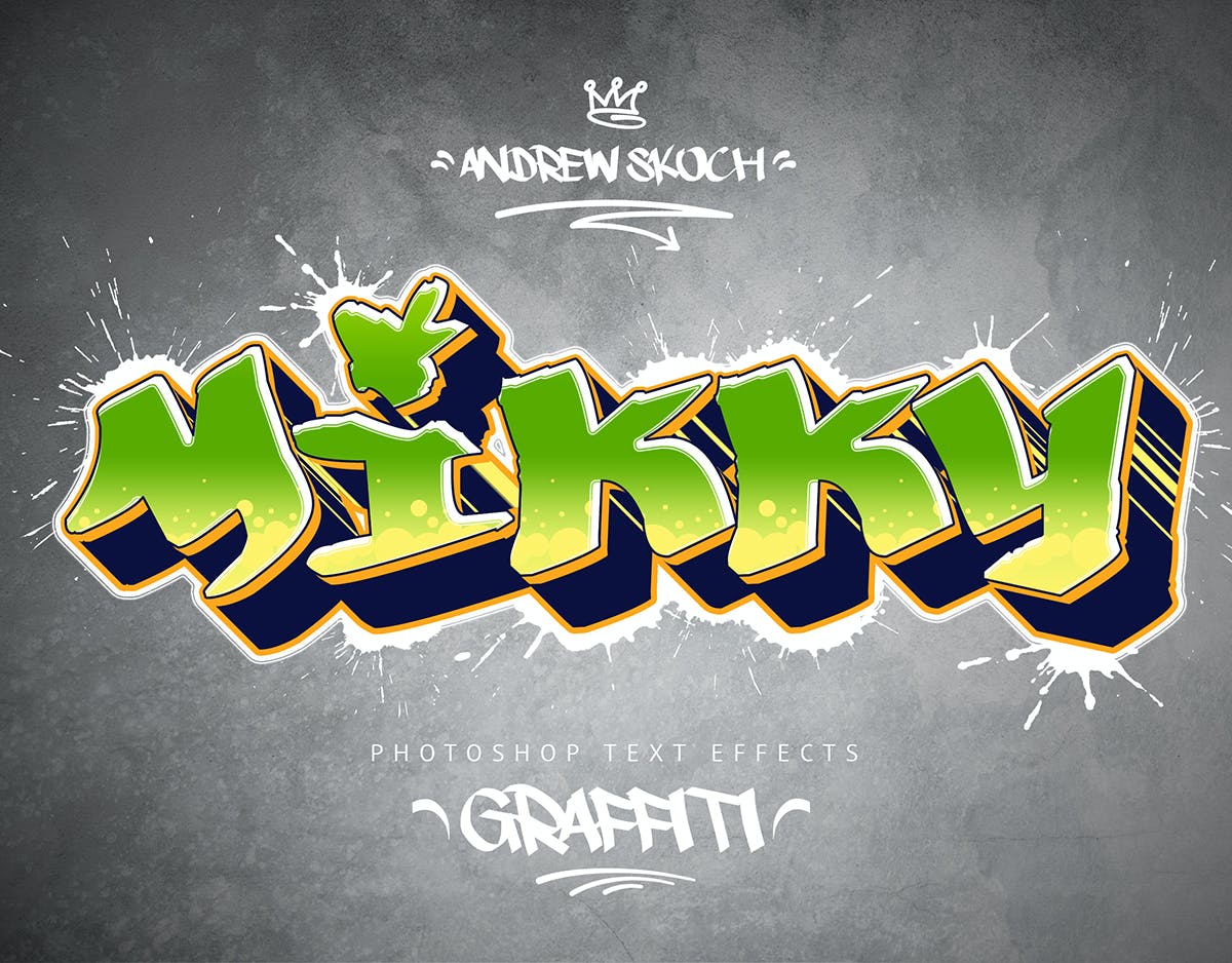30款潮流街头炫酷涂鸦艺术立体文字样式模板 Graffiti Text Effects - 30 PSD_img_2