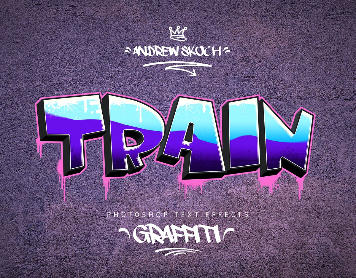 30款潮流街头炫酷涂鸦艺术立体文字样式模板 Graffiti Text Effects - 30 PSD_img_2