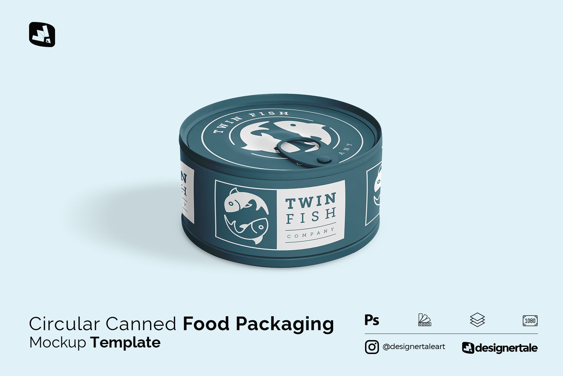 圆形食品罐头金属罐样机模板 Circular Can Food Packaging Mockup_img_2