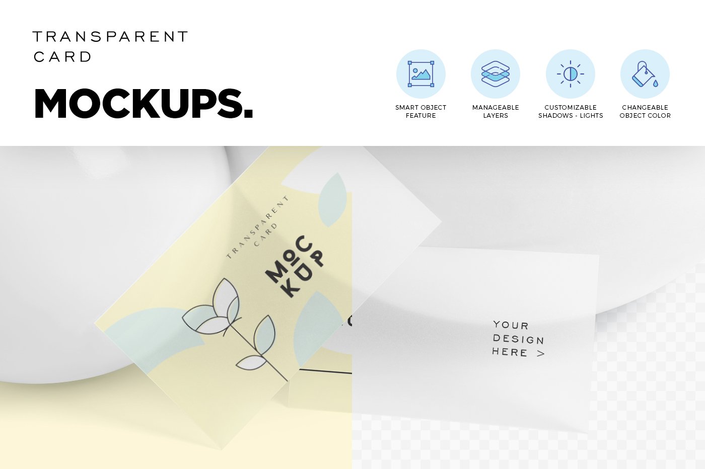 透明卡片名片品牌样机模板 Transparent Card Branding Mockups_img_2