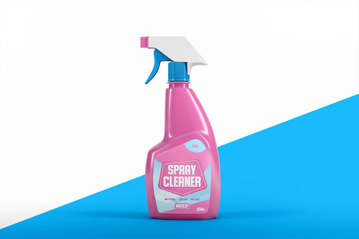 喷雾清洁剂瓶样机模板 Spray Cleaner Bottle Mockup_img_2