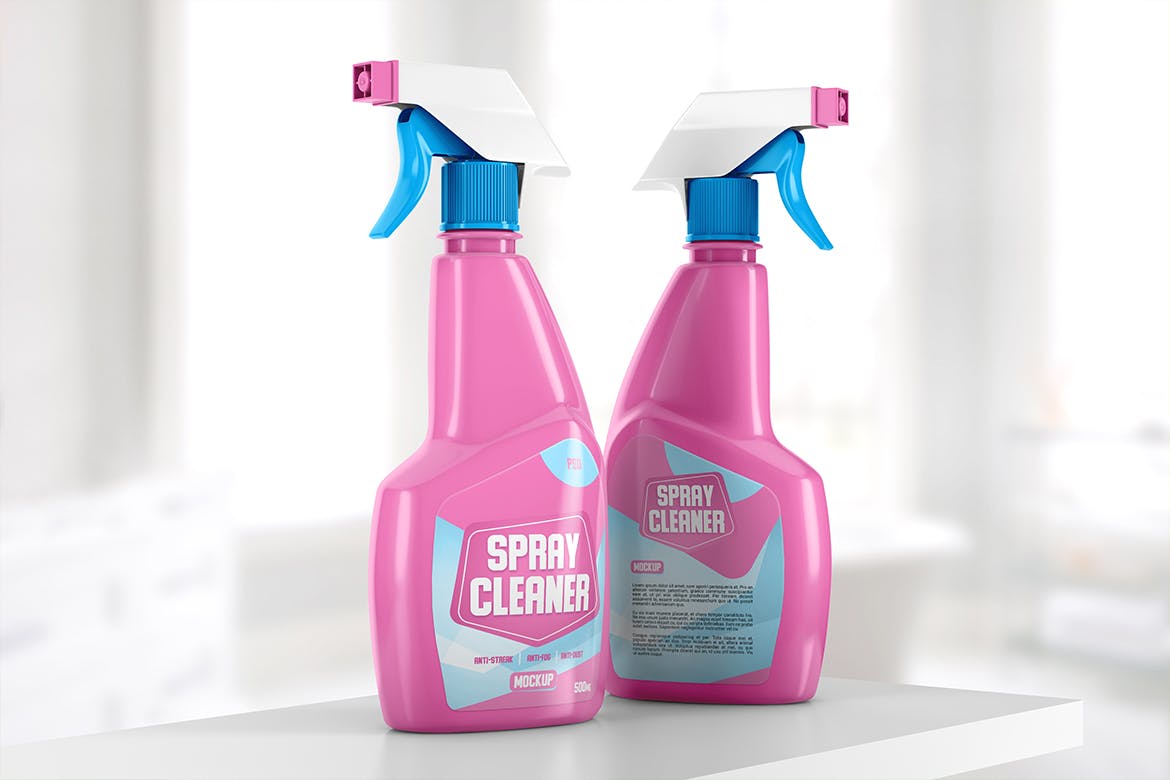 喷雾清洁剂瓶样机模板 Spray Cleaner Bottle Mockup_img_2