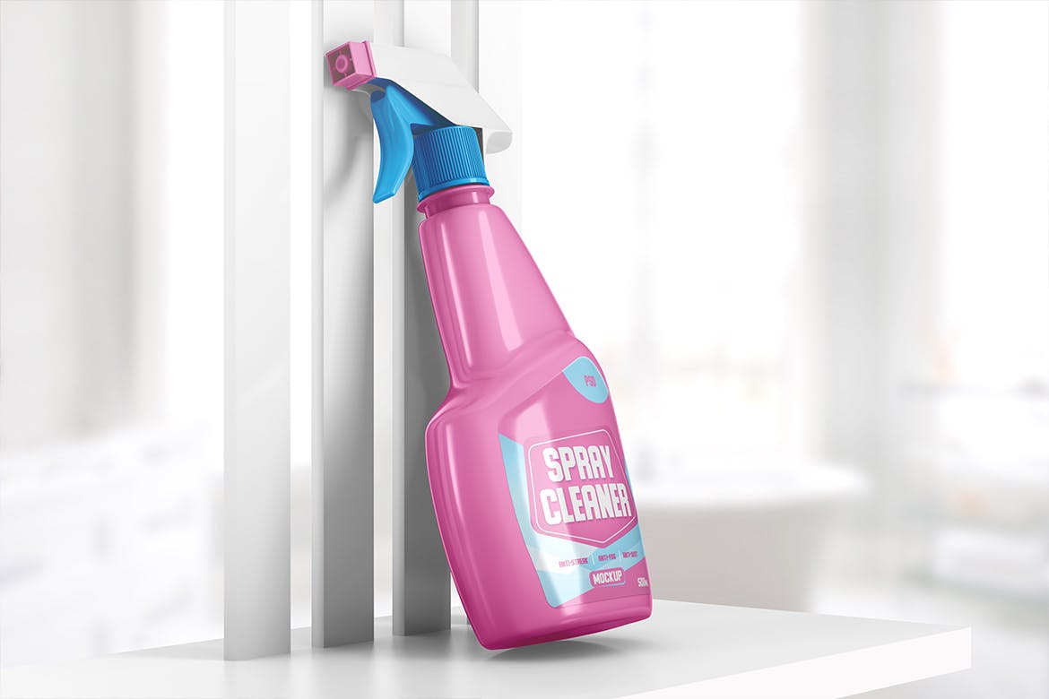 喷雾清洁剂瓶样机模板 Spray Cleaner Bottle Mockup_img_2