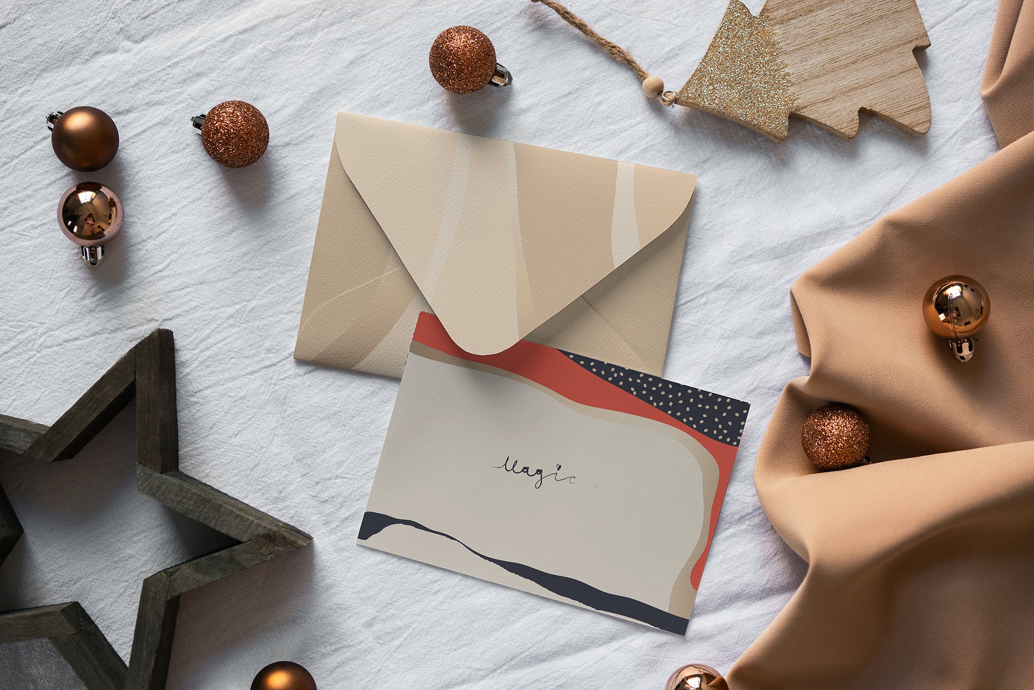 13个圣诞节邀请函卡片样机模板 Christmas Postcard Mockups_img_2