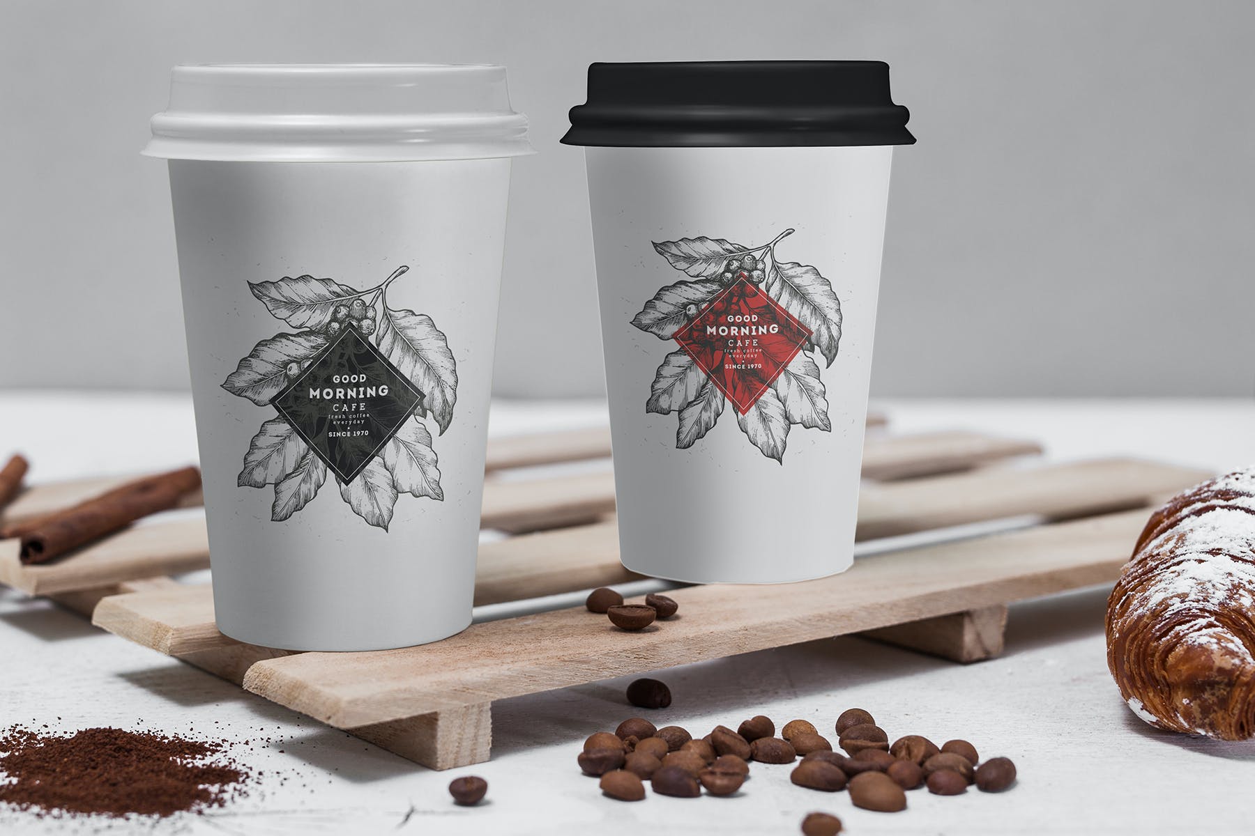 11款咖啡品牌纸杯包装袋样机模板 Coffee Mockup