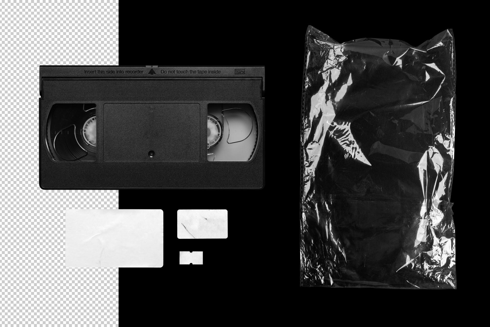 潮流复古磁带塑料包装袋样机模板 Video Cassette Mockup_img_2