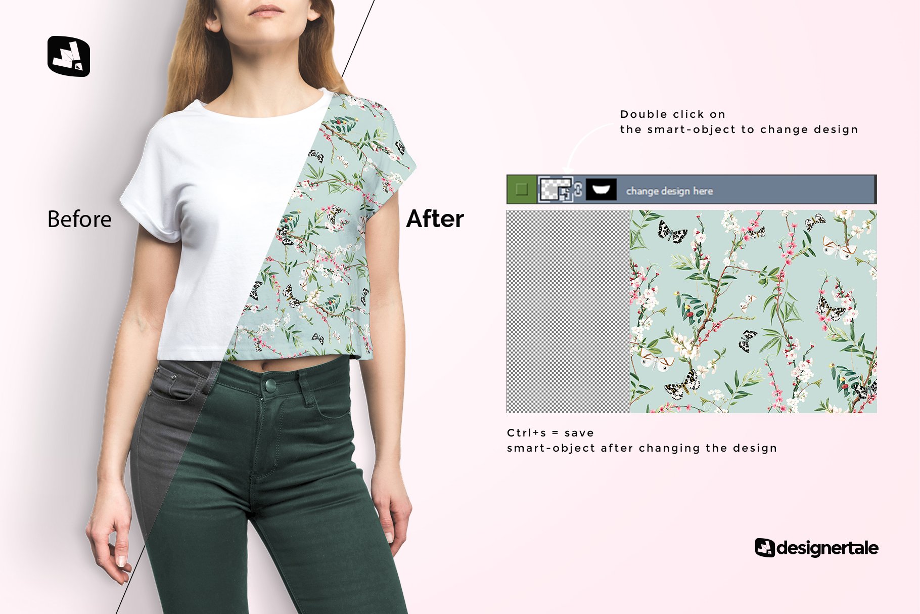 时尚女性T恤样机模板 Female Crop Top Tshirt Mockup_img_2