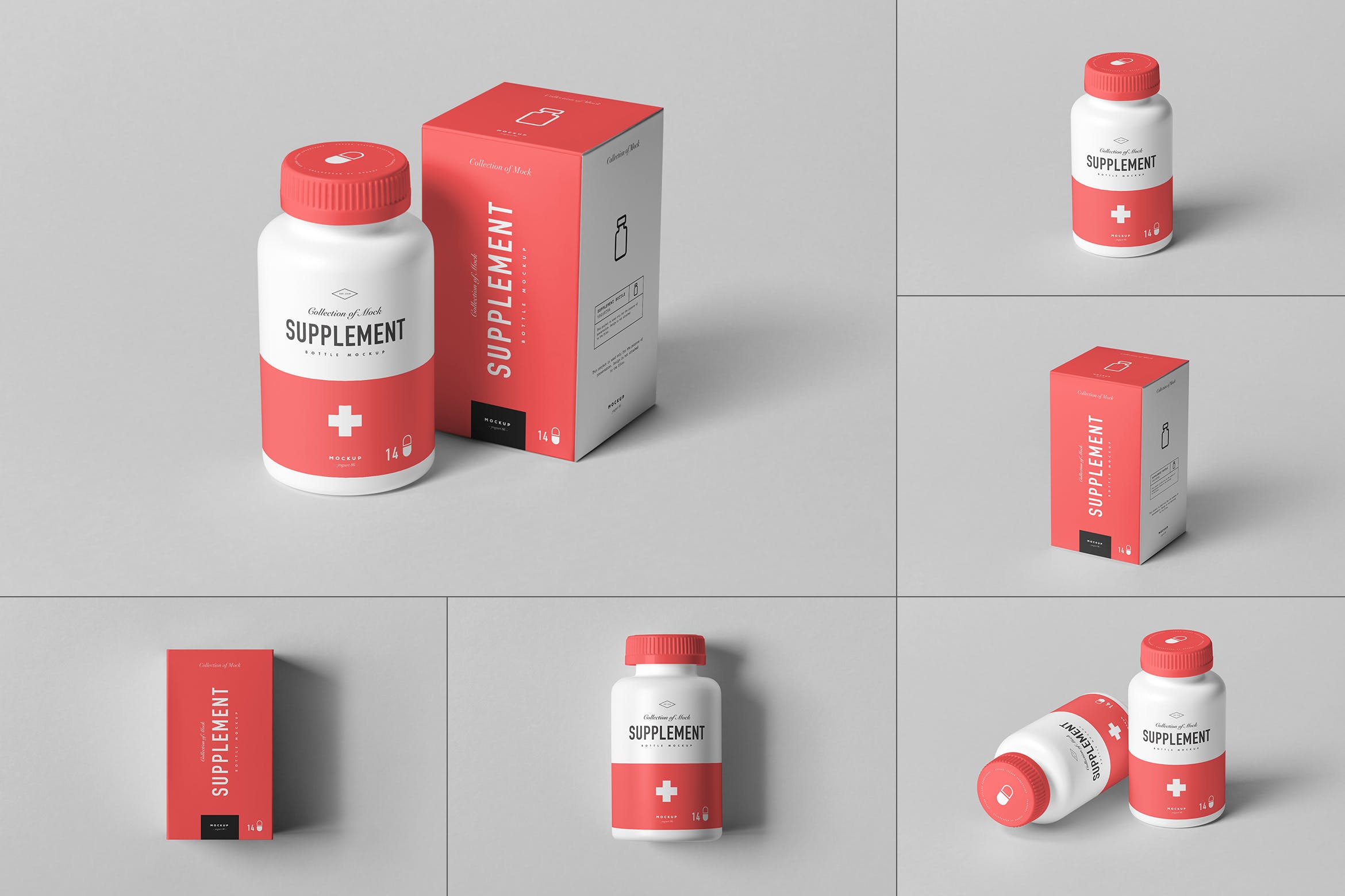 9款医疗药瓶补充罐包装盒PSD样机 Supplement Jar & Box Mockup 6_img_2