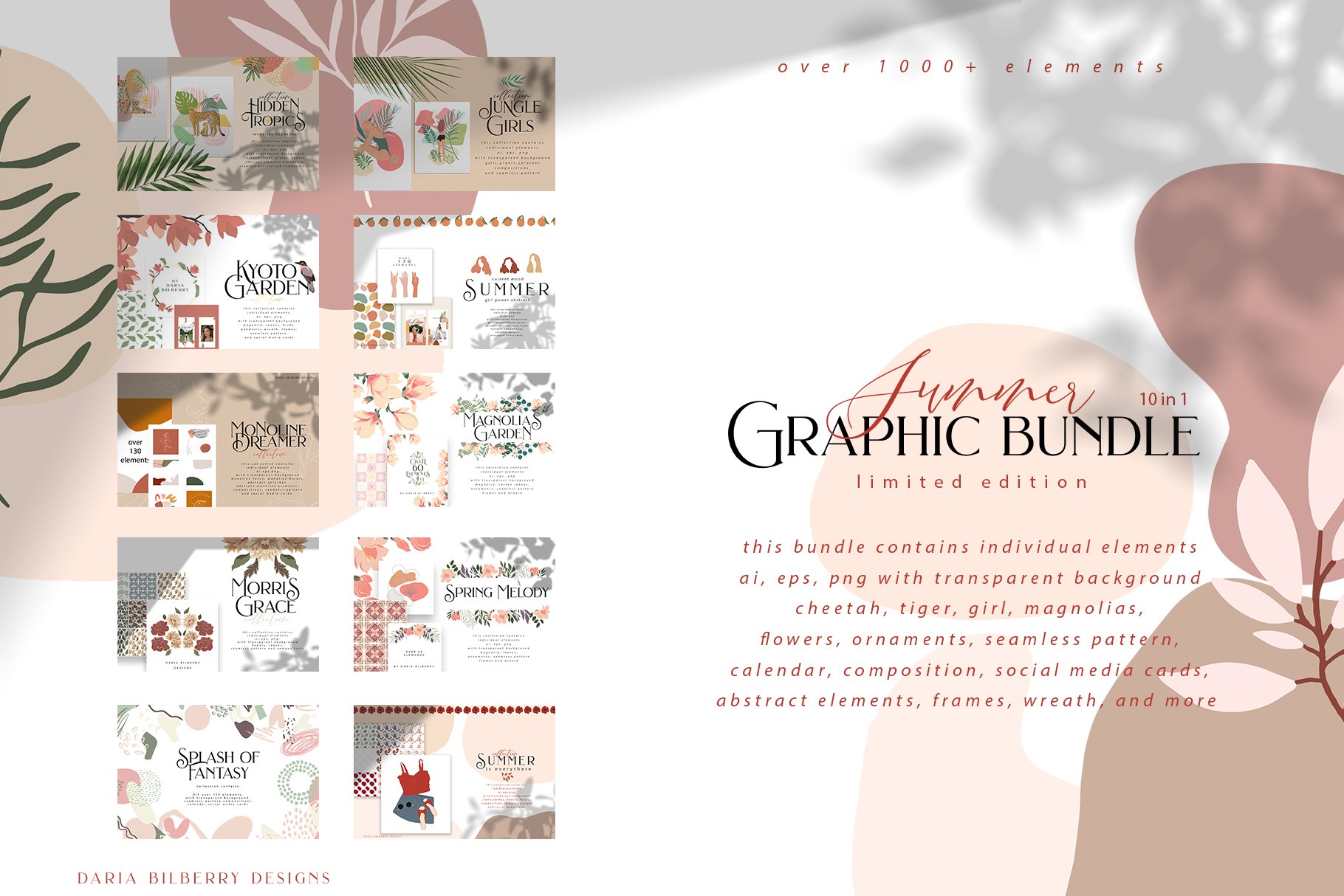 夏季抽象手绘植物花卉插画套装 Summer Graphic Bundle_img_2