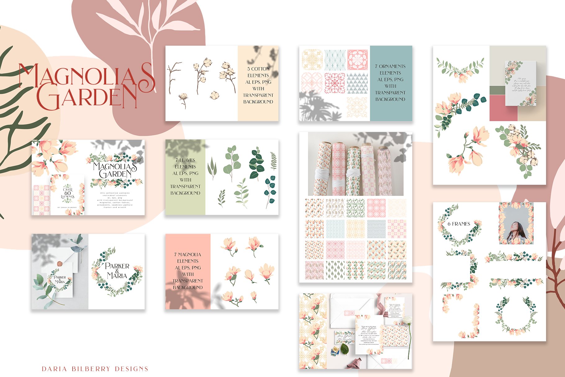 夏季抽象手绘植物花卉插画套装 Summer Graphic Bundle_img_2