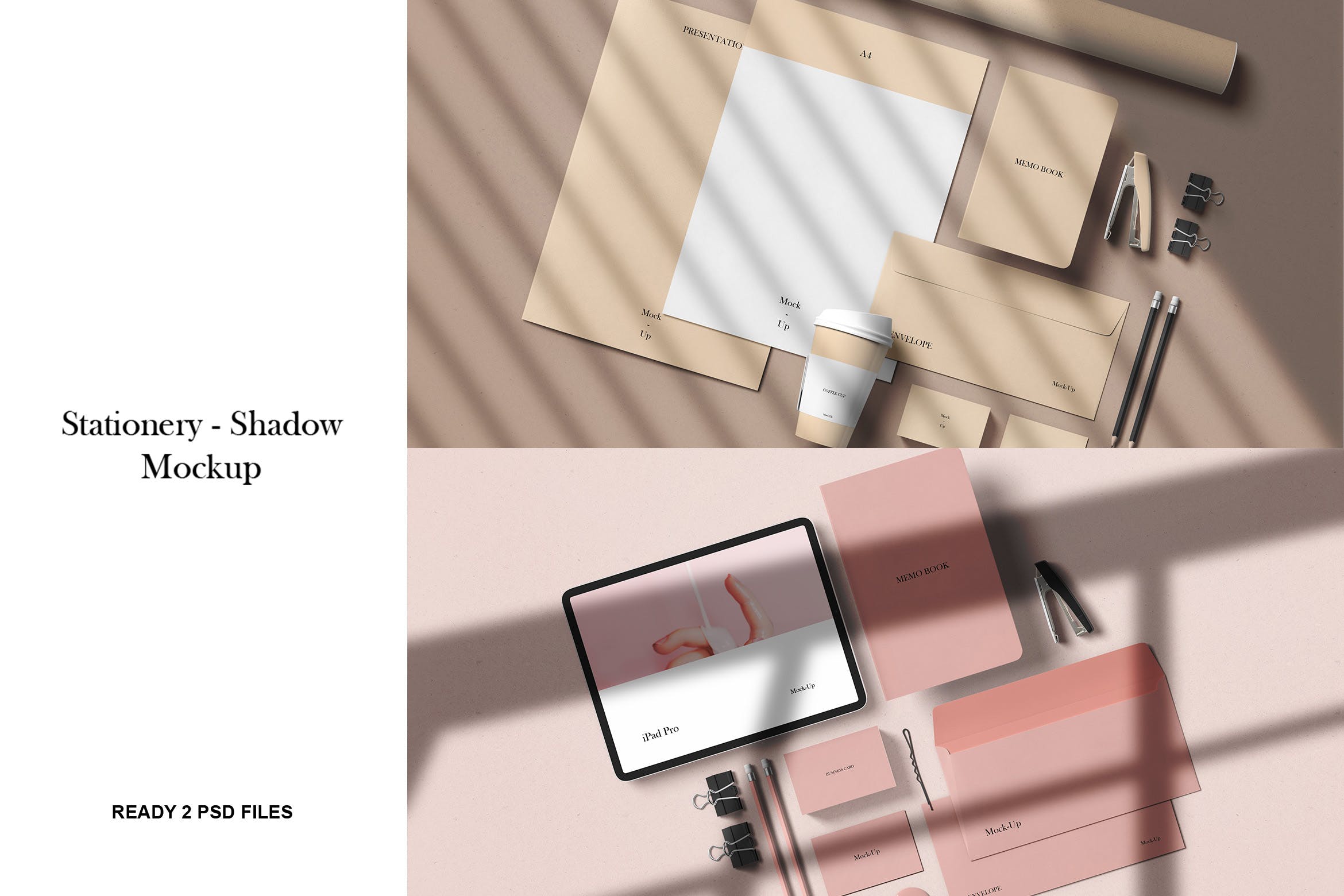 带有阴影品牌VI设计办公用品样机模板 Stationery With Shadow Mockup Vol. 1_img_2