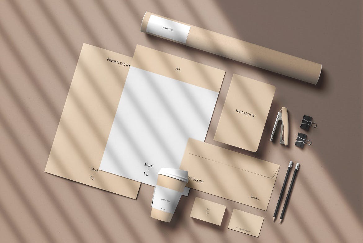 带有阴影品牌VI设计办公用品样机模板 Stationery With Shadow Mockup Vol. 1_img_2