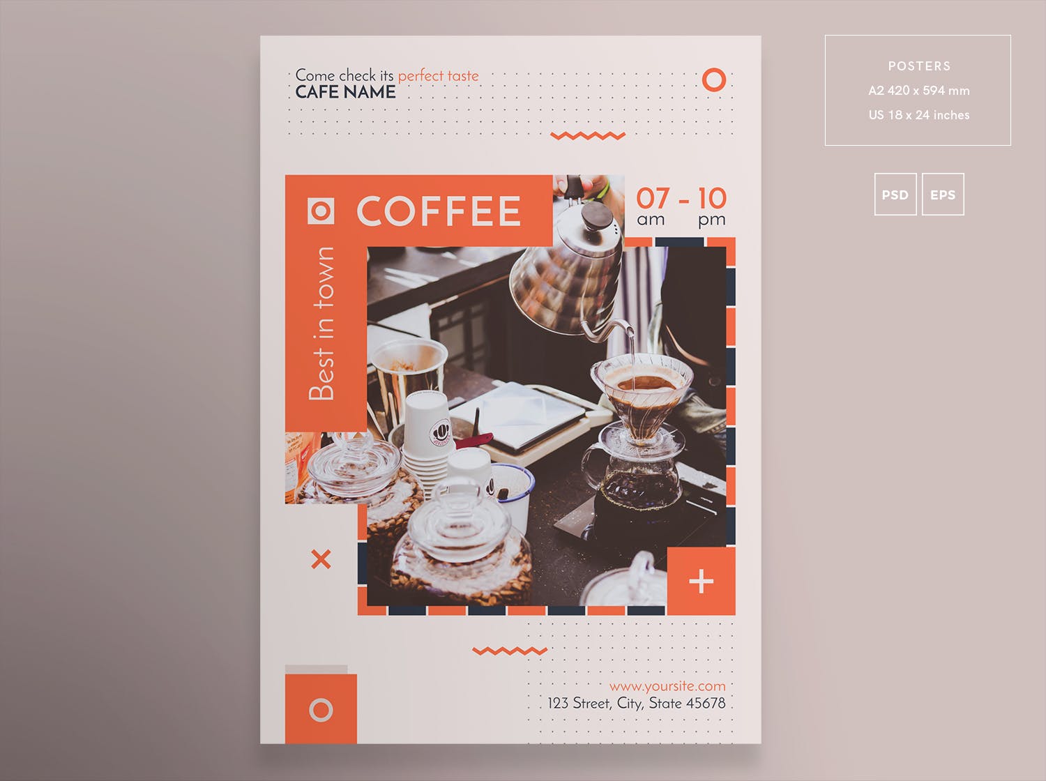 咖啡西餐厅海报设计模板 Coffee Shop Flyer And Poster Template_img_2