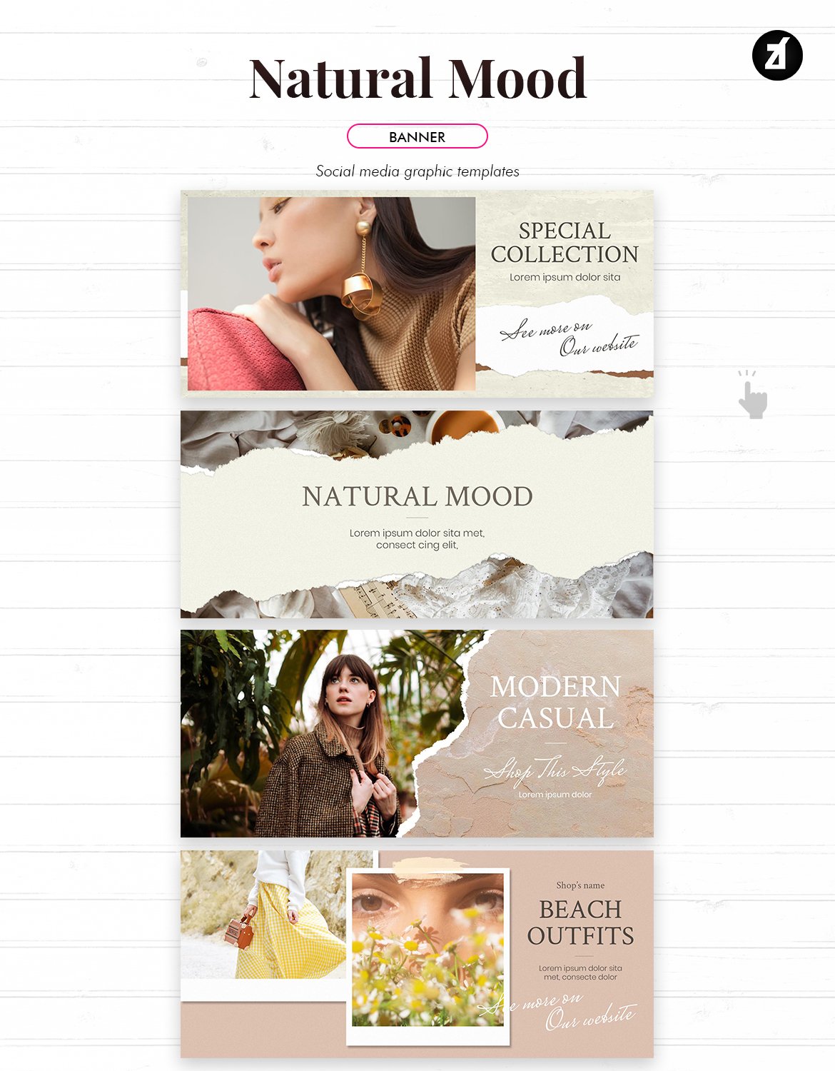 潮流服装品牌推广新媒体海报模板 Natural Mood Social Media Graphic Templates_img_2