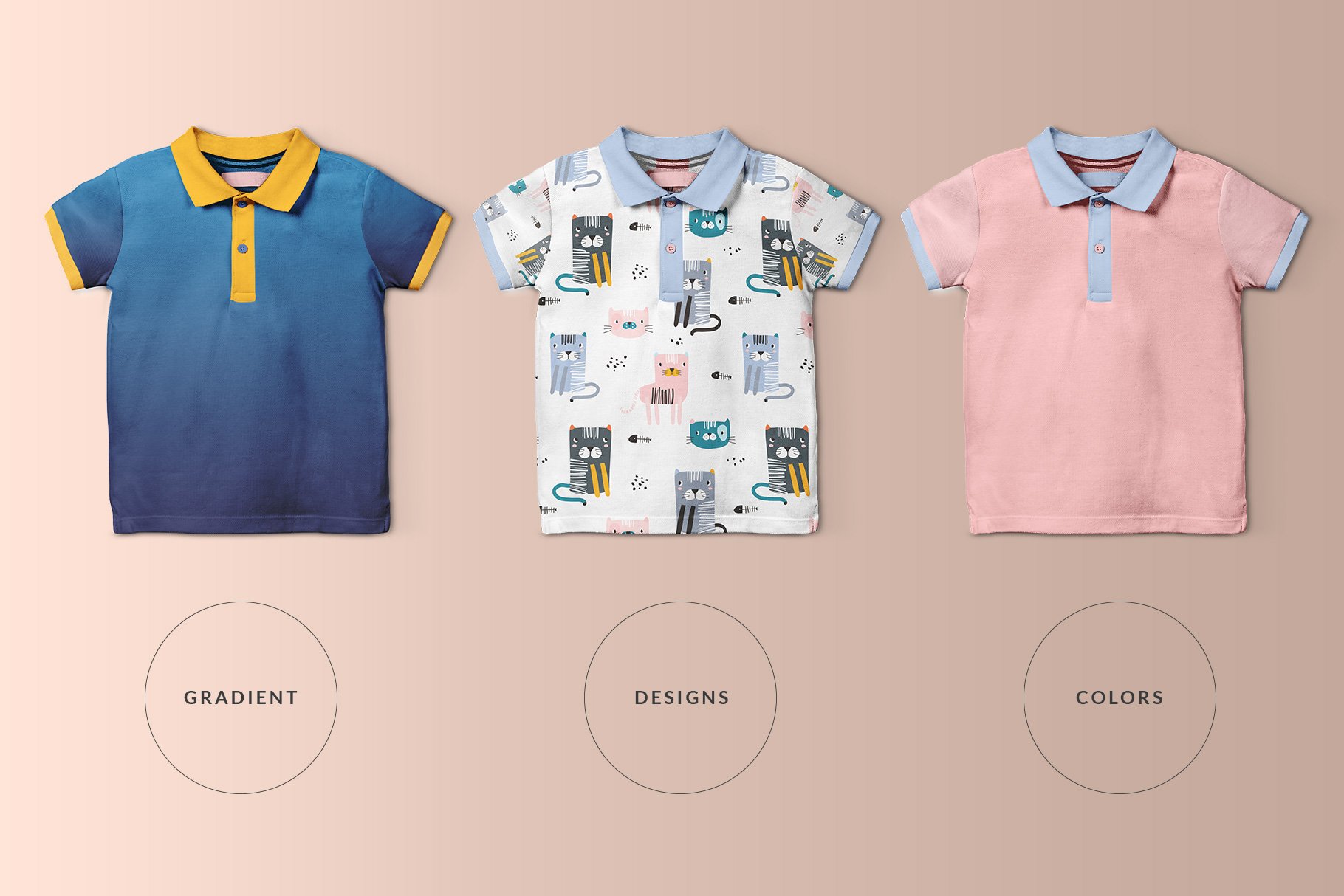 时尚婴儿POLO T恤半袖衫样机模板 Kid’s Half Sleeve Polo Tshirt Mockup_img_2